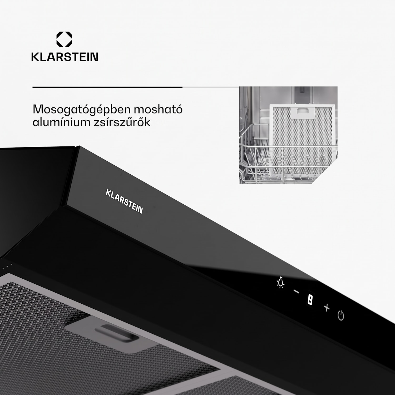 Contempo Neo, páraelszívó, szekrény alatti, keringtetés, 175 m³/ó, SenseControl, integrált érintésvezérlés, rozsdamentes acél / akrilüveg 