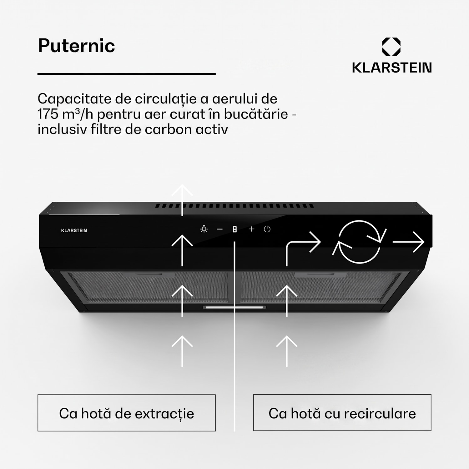 Contempo Neo, hotă, sub dulap, recirculare, 199 m³/h, SenseControl, control tactil integrat, oțel inoxidabil / sticlă acrilică 