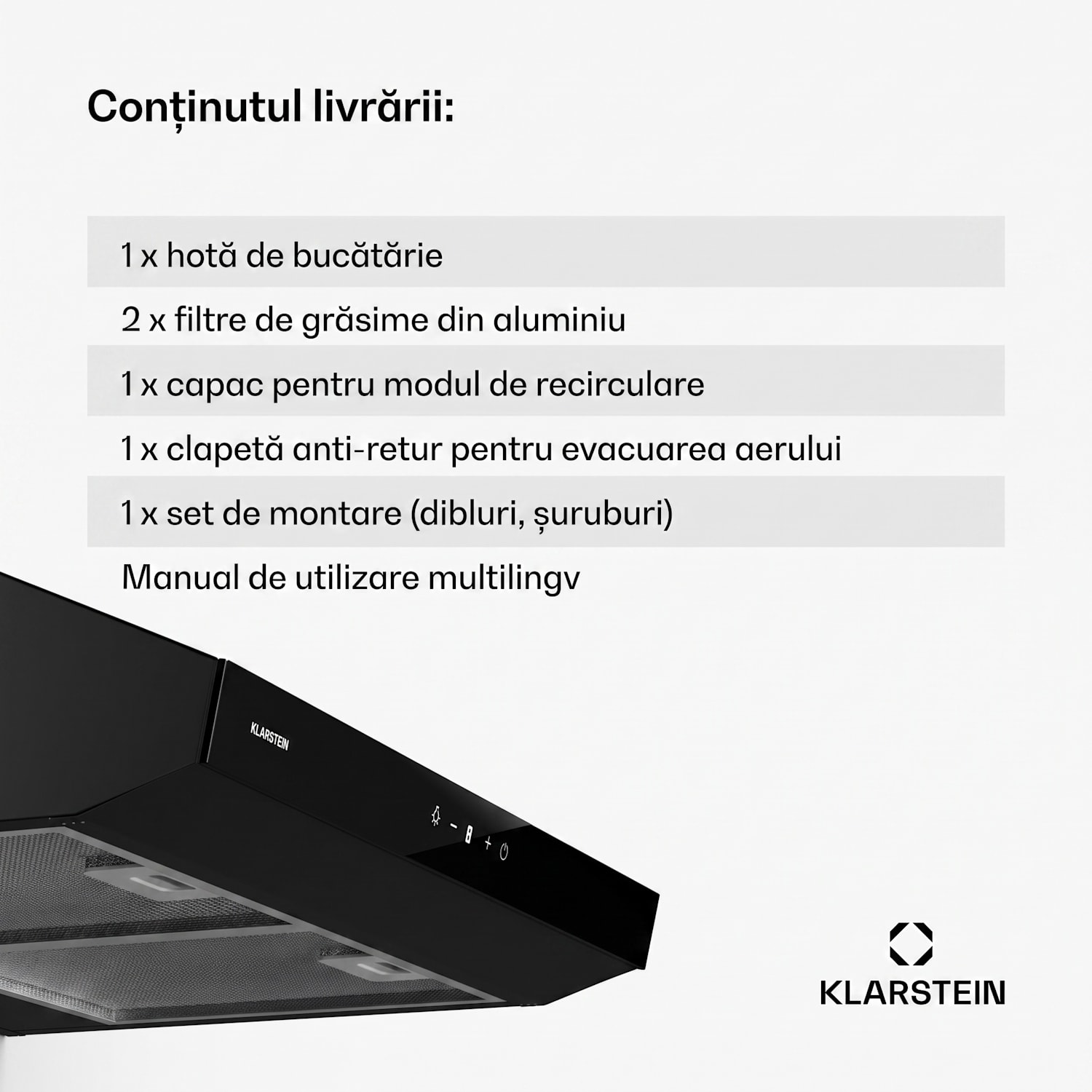 Contempo Neo, hotă, sub dulap, recirculare, 199 m³/h, SenseControl, control tactil integrat, oțel inoxidabil / sticlă acrilică 