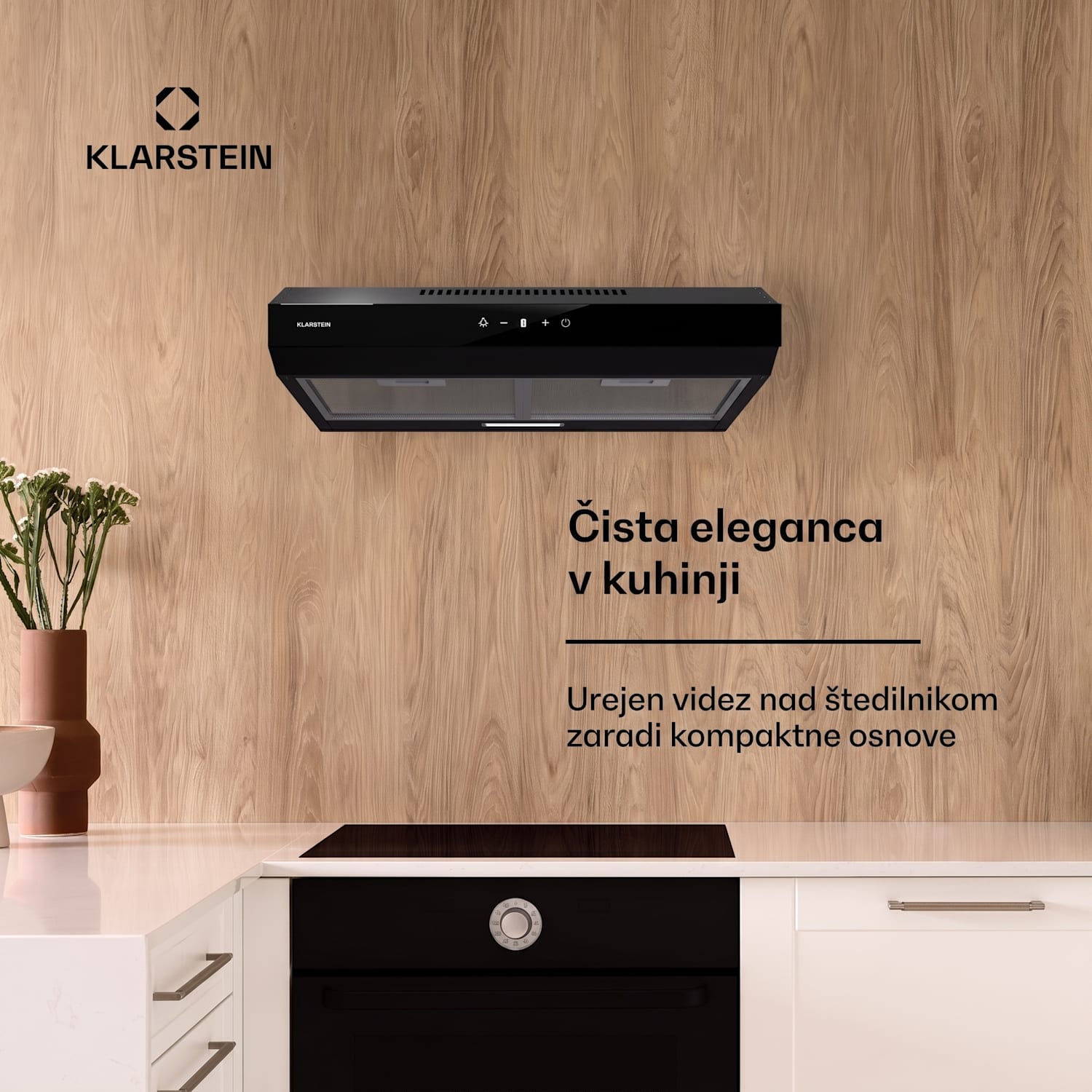 Napa Contempo Neo za namestitev pod kuhinjsko omarico, recirkulacija, 199 m³/h, SenseControl, integrirano upravljanje na dotik, nerjaveče jeklo / akrilno steklo 