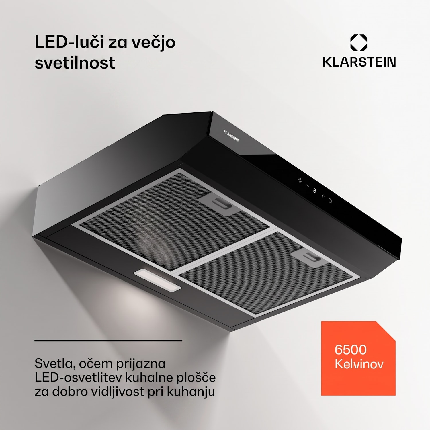 Napa Contempo Neo za namestitev pod kuhinjsko omarico, recirkulacija, 199 m³/h, SenseControl, integrirano upravljanje na dotik, nerjaveče jeklo / akrilno steklo 