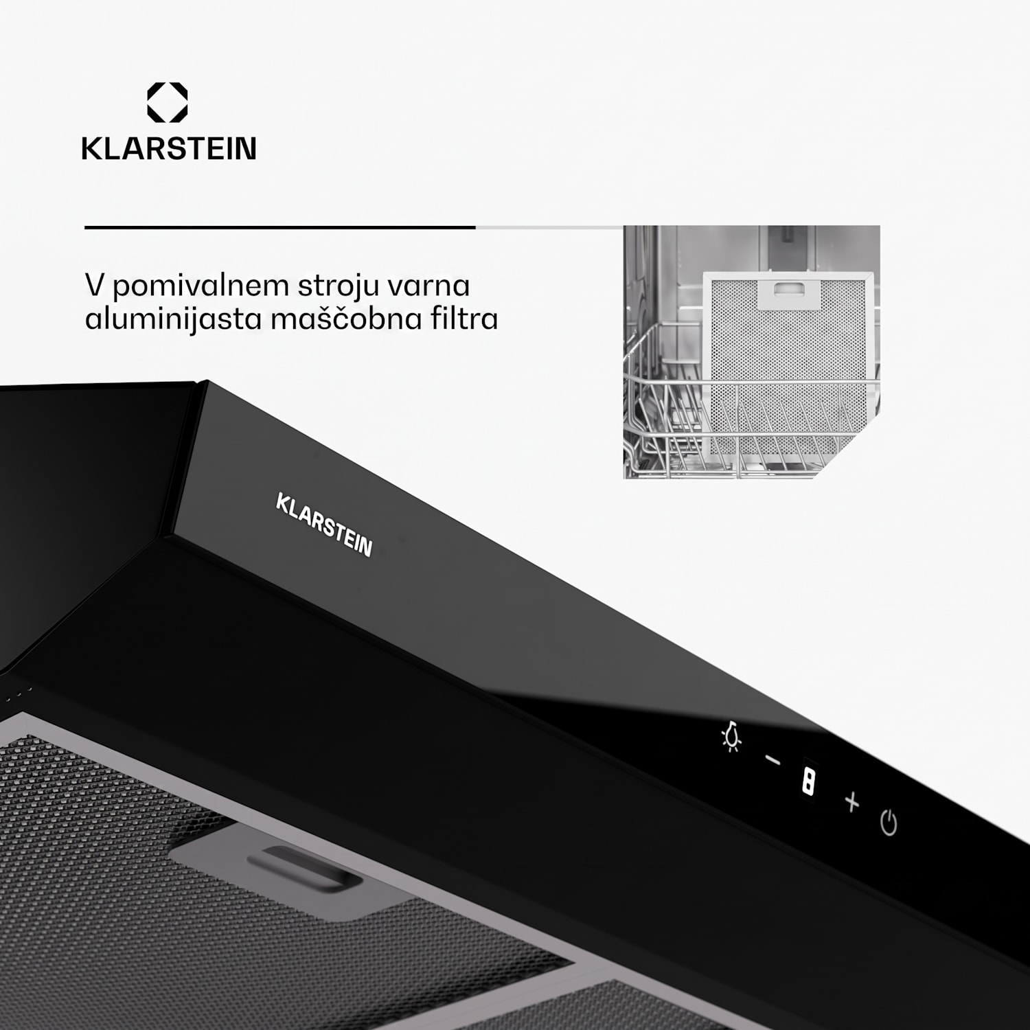 Napa Contempo Neo za namestitev pod kuhinjsko omarico, recirkulacija, 199 m³/h, SenseControl, integrirano upravljanje na dotik, nerjaveče jeklo / akrilno steklo 