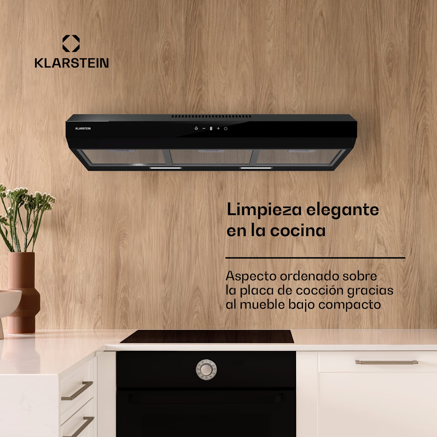 Contempo Neo Campana extractora de techo Extracción/recirculación de aire Potencia de extracción de 175 m³/h SenseControl Control táctil Frontal de acero inoxidable/cristal acrílico