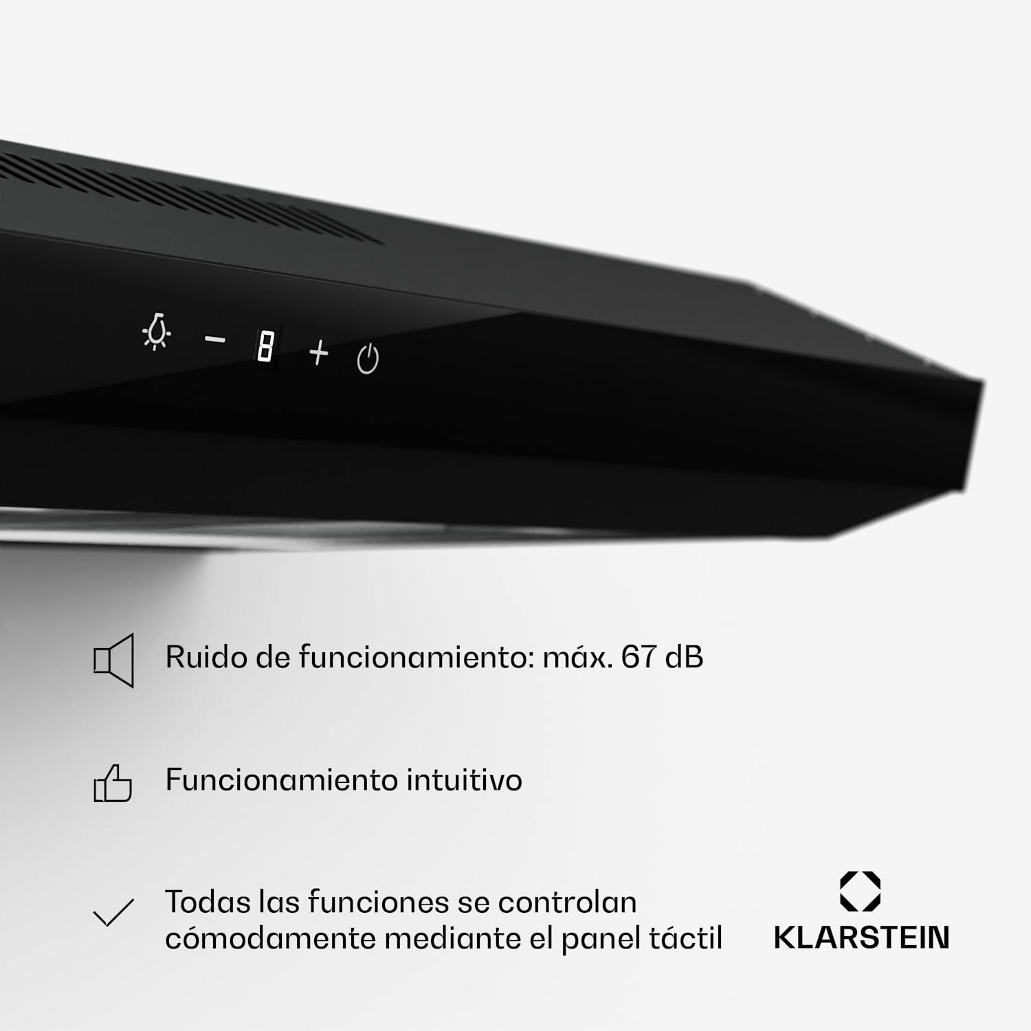 Contempo Neo Campana extractora de techo Extracción/recirculación de aire Potencia de extracción de 175 m³/h SenseControl Control táctil Frontal de acero inoxidable/cristal acrílico 