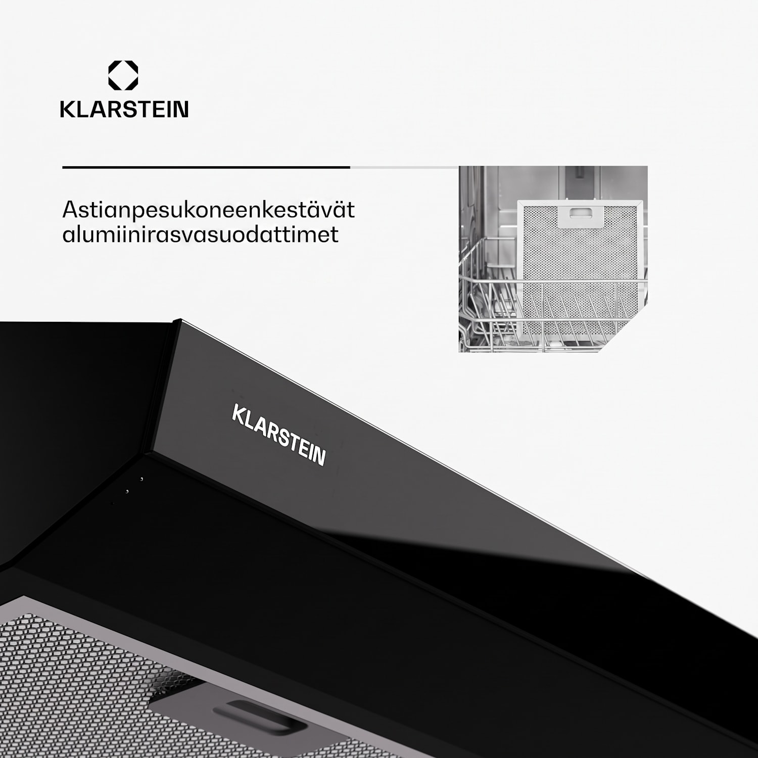 Contempo Neo liesituuletin yläkaapin alle poistoilma/kiertoilma 192 m³/h ilmanpoistoteho SenseControl integroitu kosketusohjaus ruostumaton teräs / pleksilasinen etusivu 
