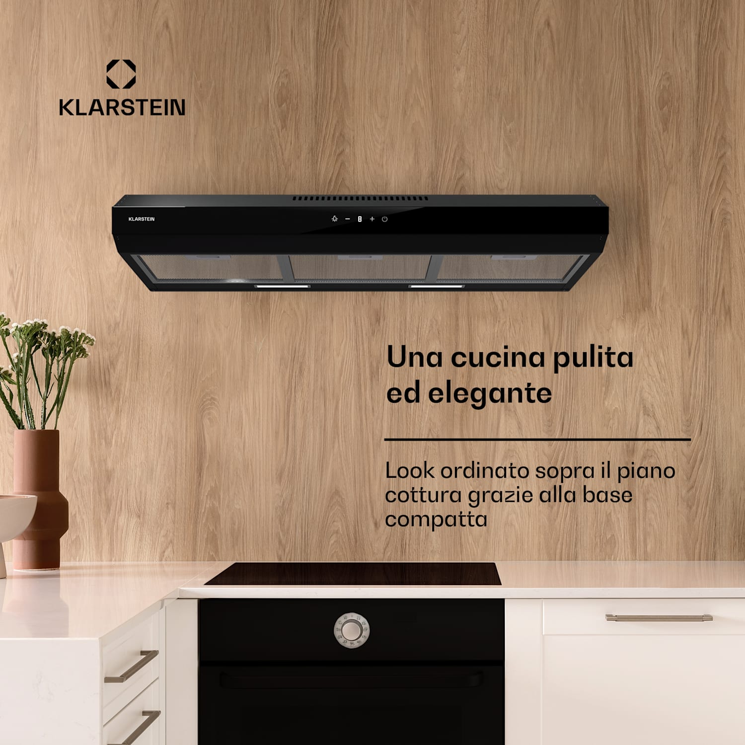 Contempo Neo cappa sottopensile a scarico d'aria/a ricircolo d'aria, 175 m³/h portata aria di scarico, SenseControl, comando a sfioramento integrato, acciaio inox / frontale di vetro acrilico 