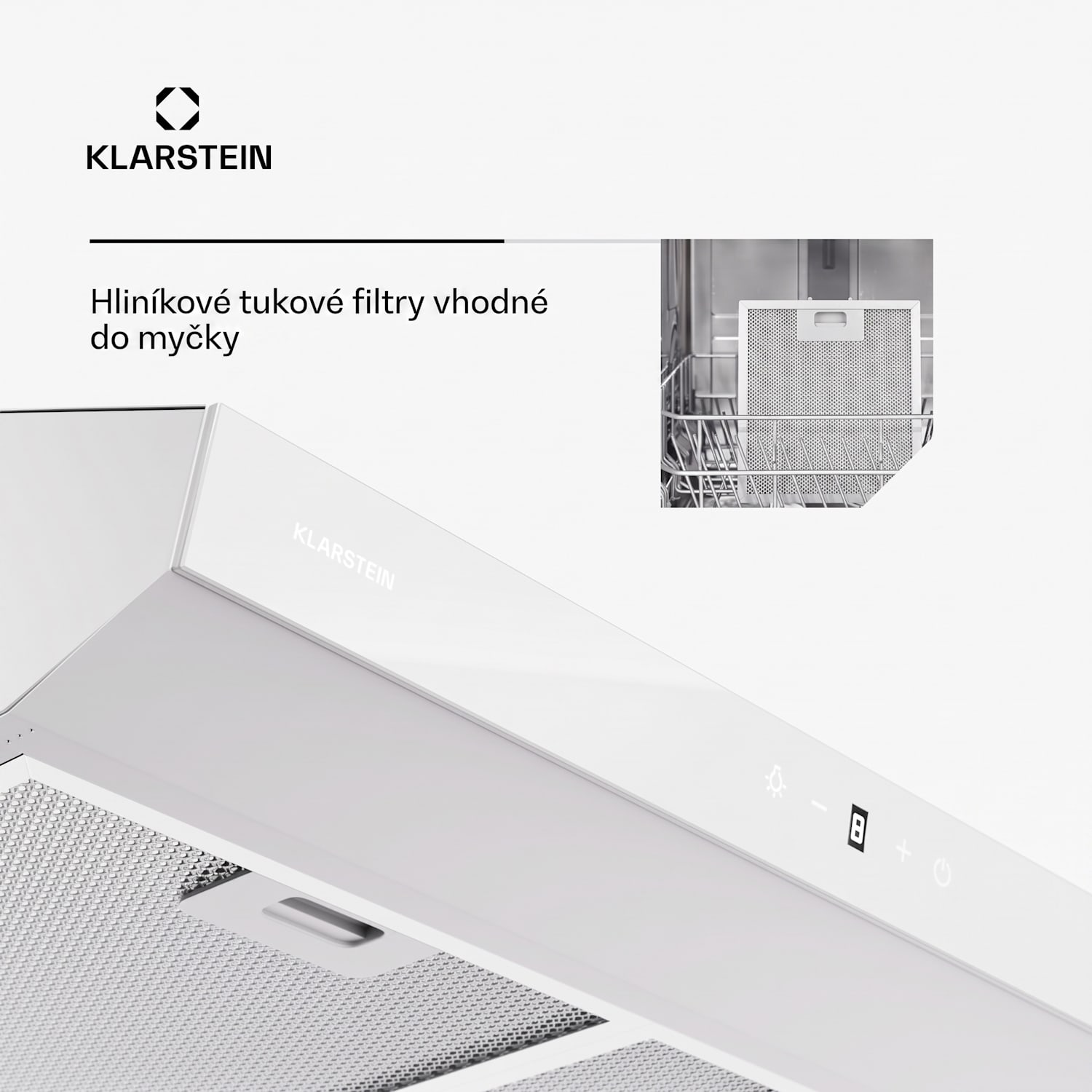 Contempo Neo, digestoř, podskříňková, recirkulace, 199 m³/h, SenseControl, integrované dotykové ovládání, nerezavějící ocel / akrylátové sklo 