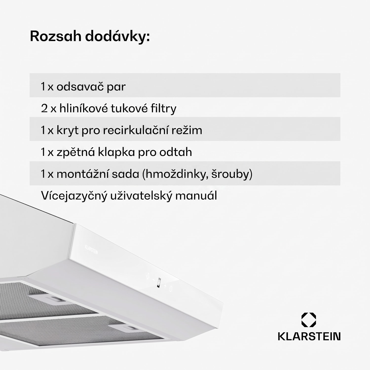 Contempo Neo, digestoř, podskříňková, recirkulace, 199 m³/h, SenseControl, integrované dotykové ovládání, nerezavějící ocel / akrylátové sklo 