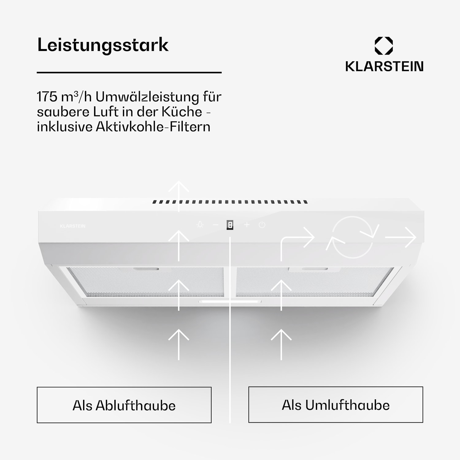 Contempo Neo Unterbauhaube Abluft/Umluft 175 m³/h Abluftleistung SenseControl integrierte Touch-Steuerung Edelstahl / Acrylglasfront 