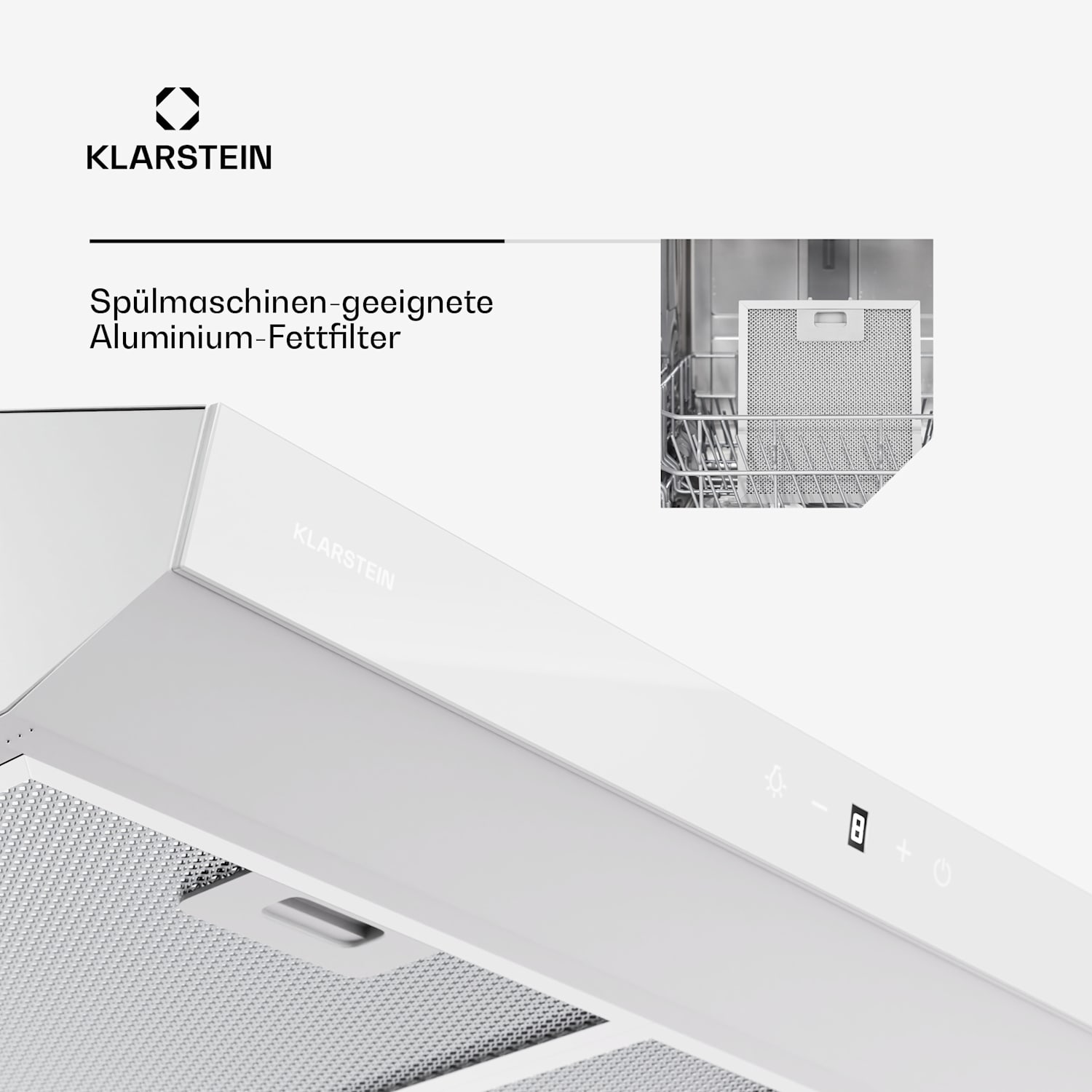 Contempo Neo Unterbauhaube Abluft/Umluft 175 m³/h Abluftleistung SenseControl integrierte Touch-Steuerung Edelstahl / Acrylglasfront 