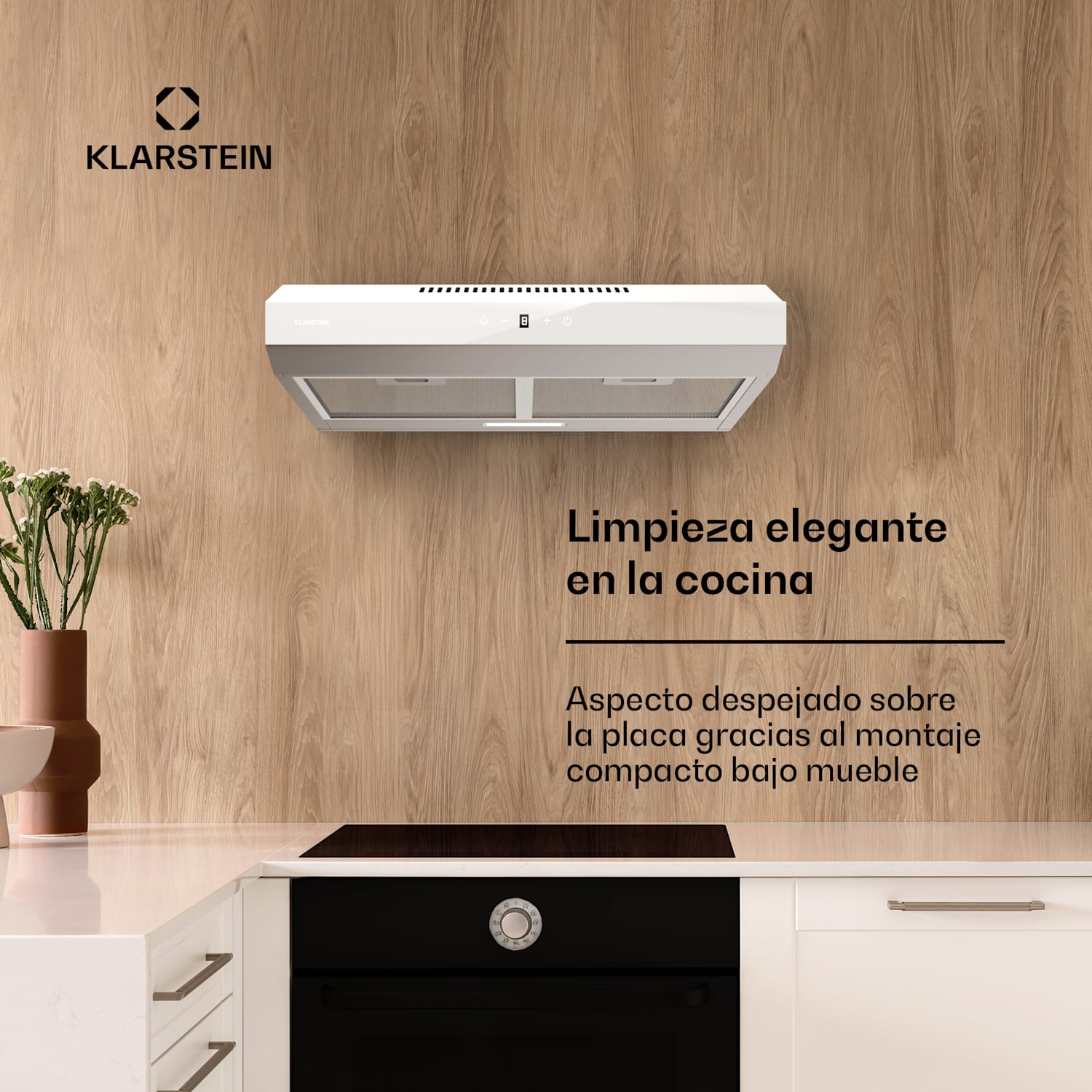 Contempo Neo Campana extractora de techo Extracción/recirculación de aire Potencia de extracción de 175 m³/h Control táctil SenseControl Frontal de acero inoxidable/cristal acrílico 