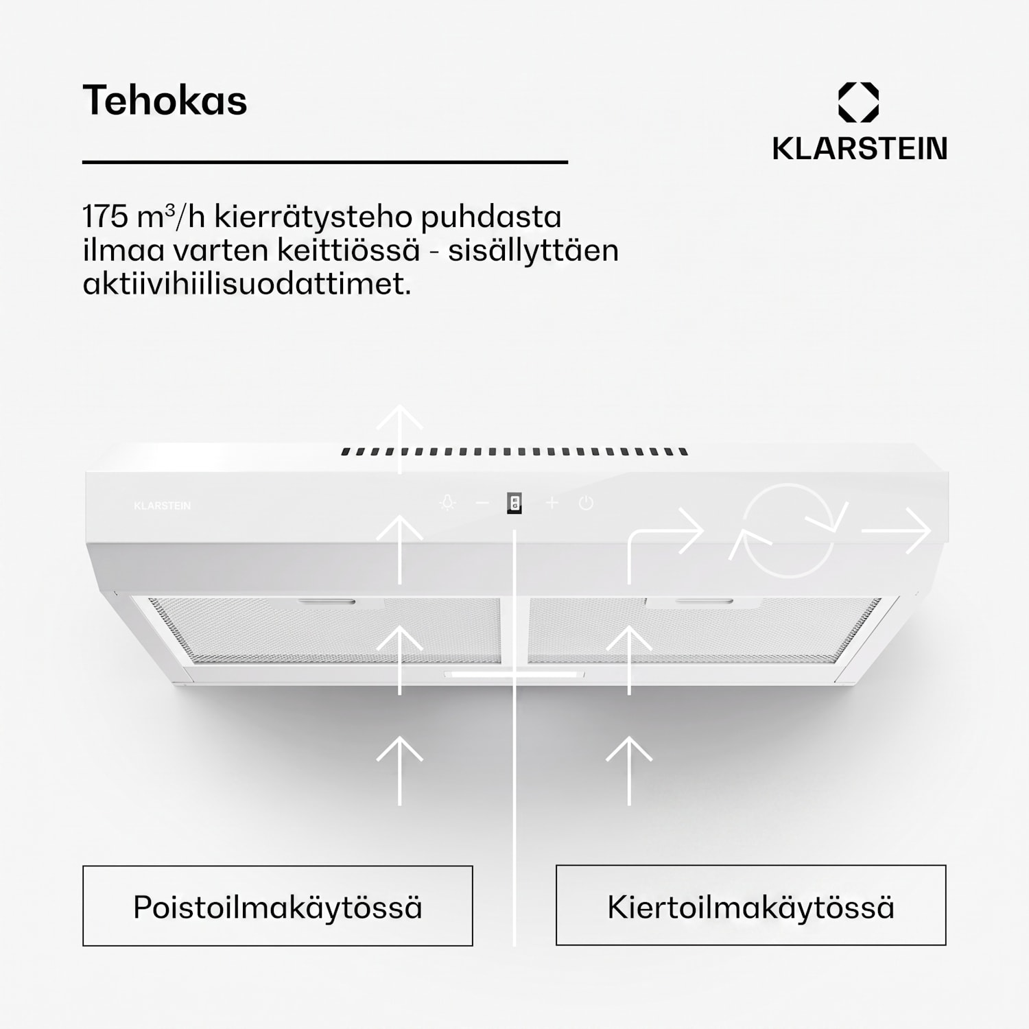 Contempo Neo liesituuletin yläkaapin alle poistoilma/kiertoilma 199 m³/h ilmanpoistoteho SenseControl integroitu kosketusohjaus ruostumaton teräs / pleksilasinen etusivu 60 cm | Valkoinen