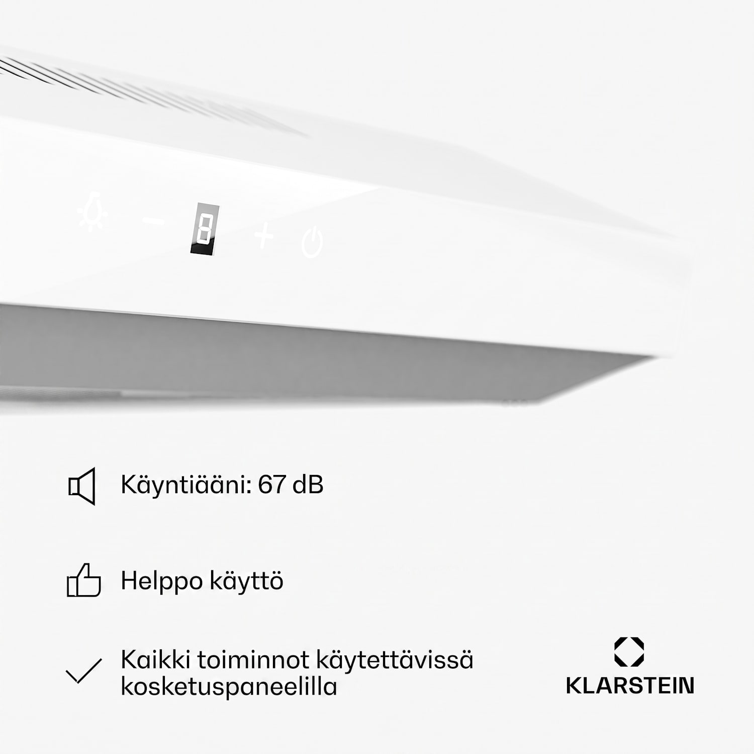 Contempo Neo liesituuletin yläkaapin alle poistoilma/kiertoilma 199 m³/h ilmanpoistoteho SenseControl integroitu kosketusohjaus ruostumaton teräs / pleksilasinen etusivu 60 cm | Valkoinen