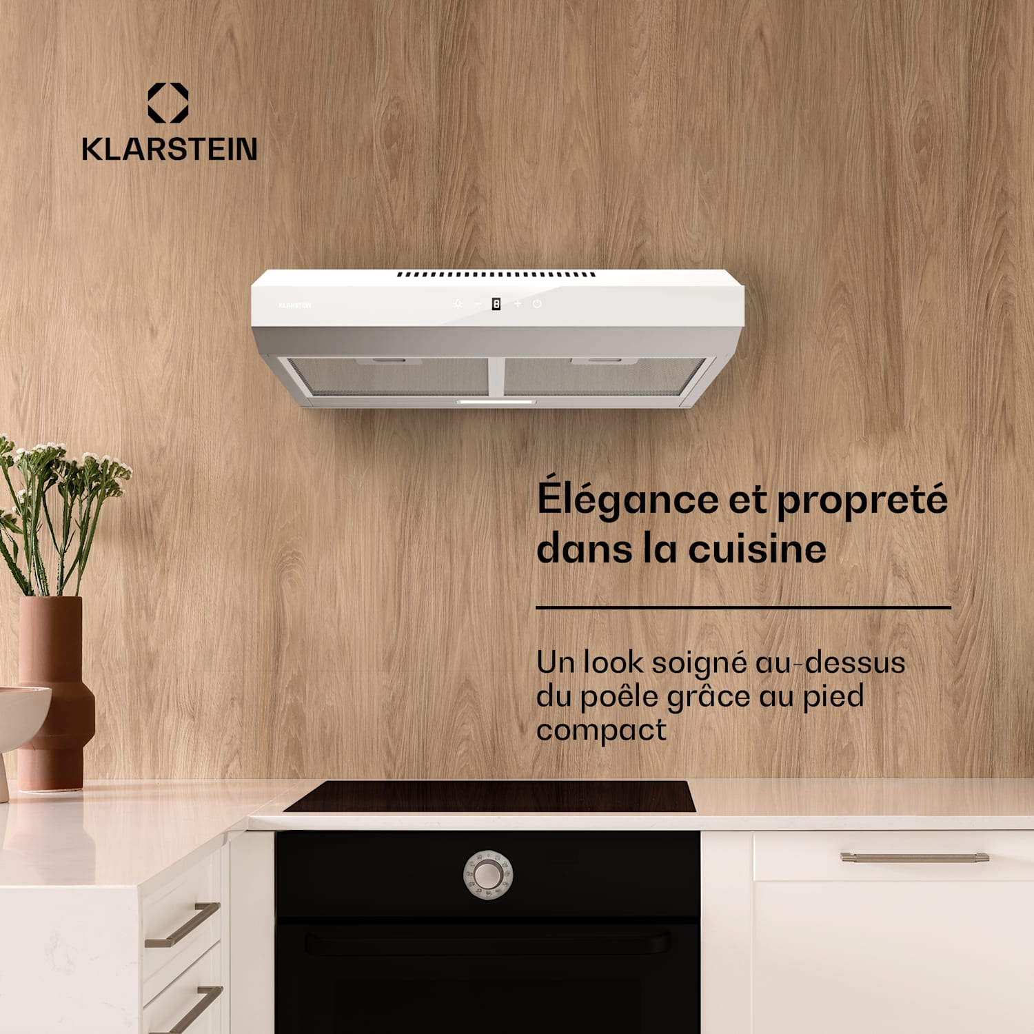 Contempo Neo hotte encastrée extraction/recyclage capacité d'extraction 175 m³/h SenseControl commande tactile intégrée, façade en acier inoxydable / verre acrylique 