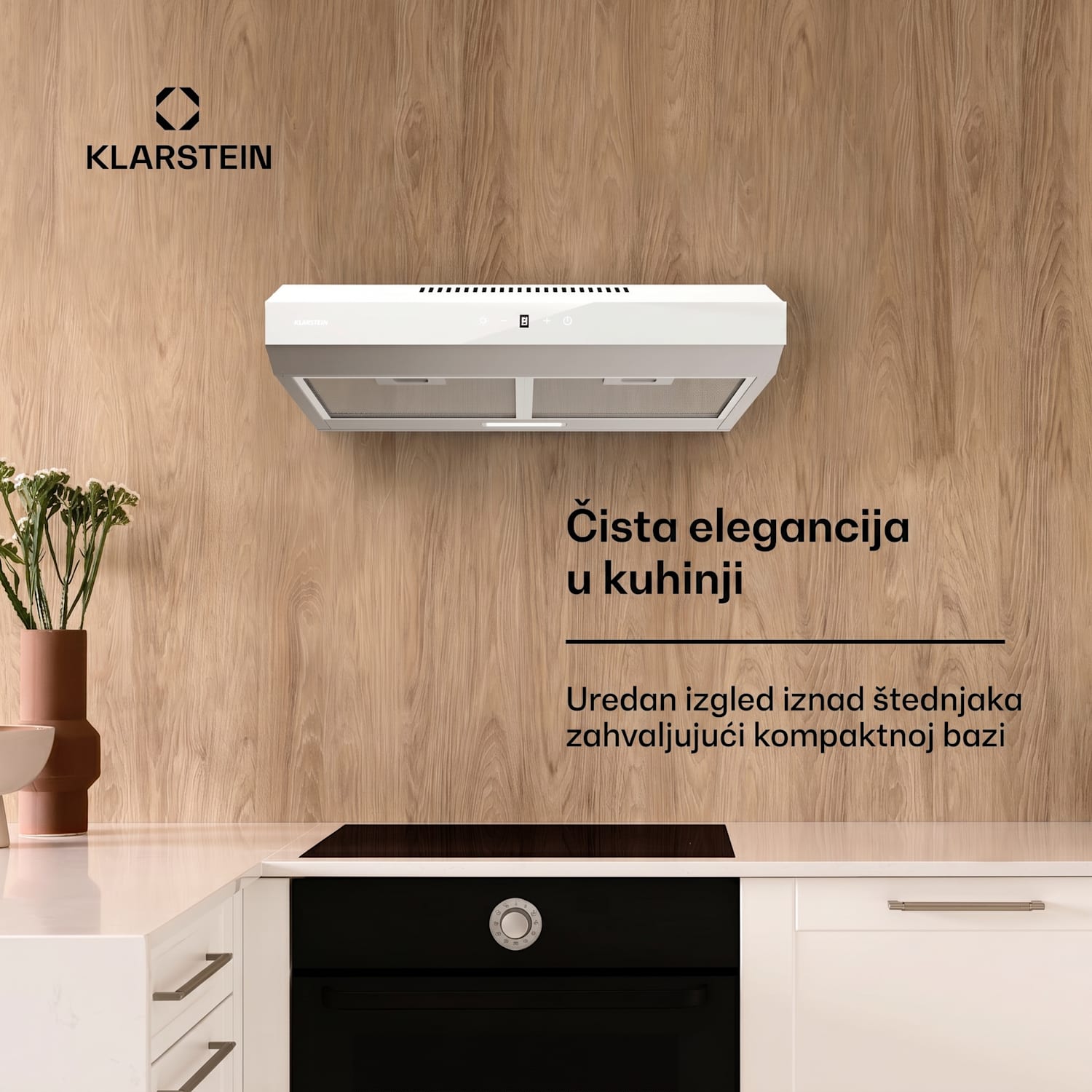 Contempo Neo, napa, ispod ormarića, recirkulacija, 199 m³/h, SenseControl, integrirana kontrola na dodir, nehrđajući čelik / akrilno staklo 