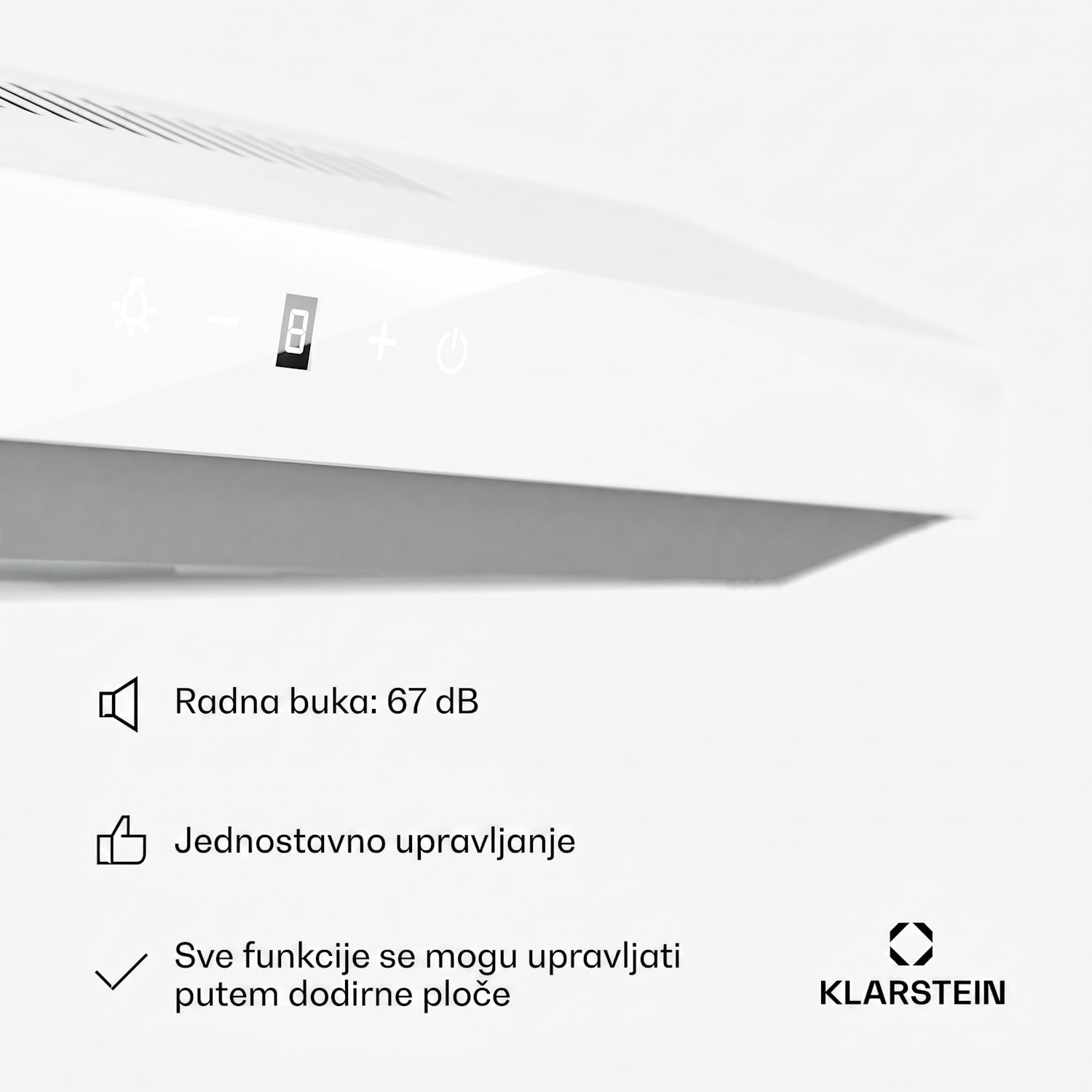 Contempo Neo, napa, ispod ormarića, recirkulacija, 199 m³/h, SenseControl, integrirana kontrola na dodir, nehrđajući čelik / akrilno staklo 
