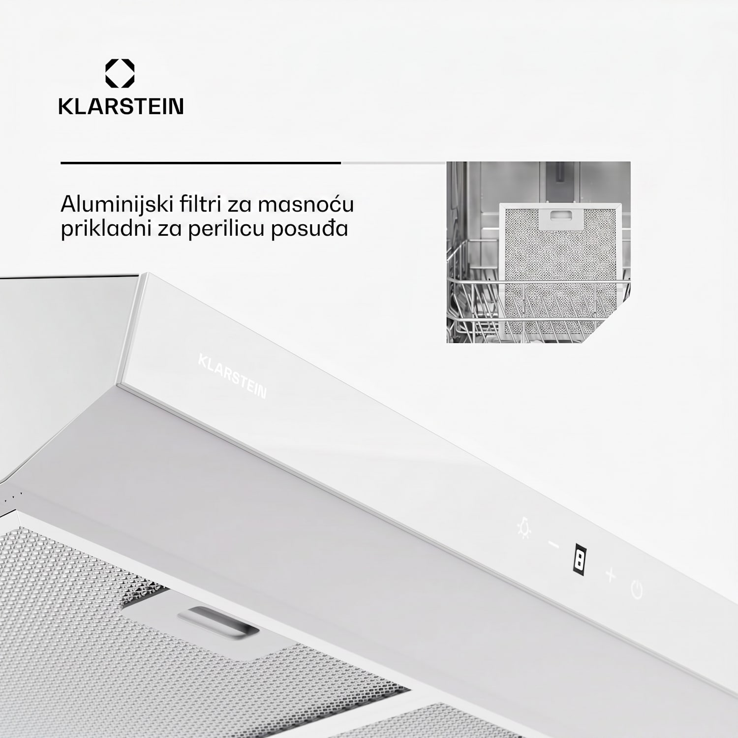 Contempo Neo, napa, ispod ormarića, recirkulacija, 199 m³/h, SenseControl, integrirana kontrola na dodir, nehrđajući čelik / akrilno staklo 