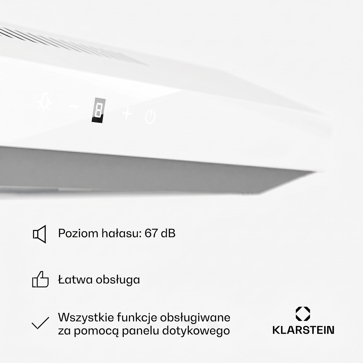 Contempo Neo, wyciąg podszafkowy do trybu powietrza odlotowego/recyrkulacji, wydajność wyciągu powietrza 175 m³/h, zintegrowane sterowanie dotykowe SenseControl, stal nierdzewna / front ze szkła akrylowego 
