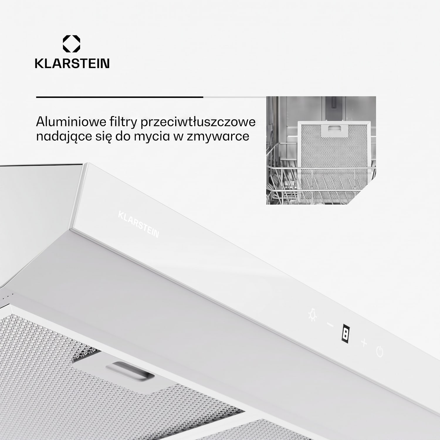Contempo Neo, wyciąg podszafkowy do trybu powietrza odlotowego/recyrkulacji, wydajność wyciągu powietrza 175 m³/h, zintegrowane sterowanie dotykowe SenseControl, stal nierdzewna / front ze szkła akrylowego 