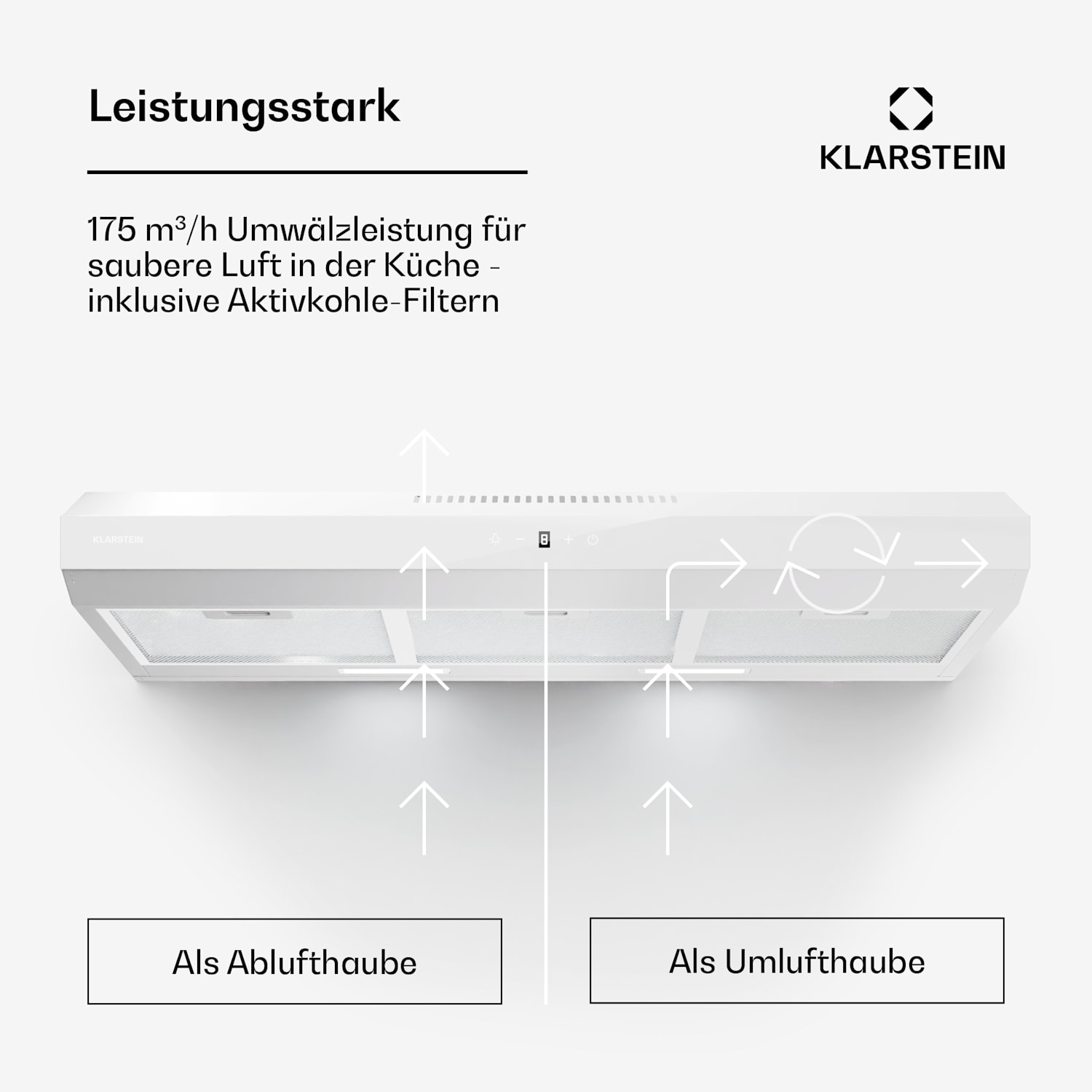 Contempo Neo hotte encastrée extraction/recyclage capacité d'extraction 175 m³/h SenseControl commande tactile intégrée, façade en acier inoxydable / verre acrylique 