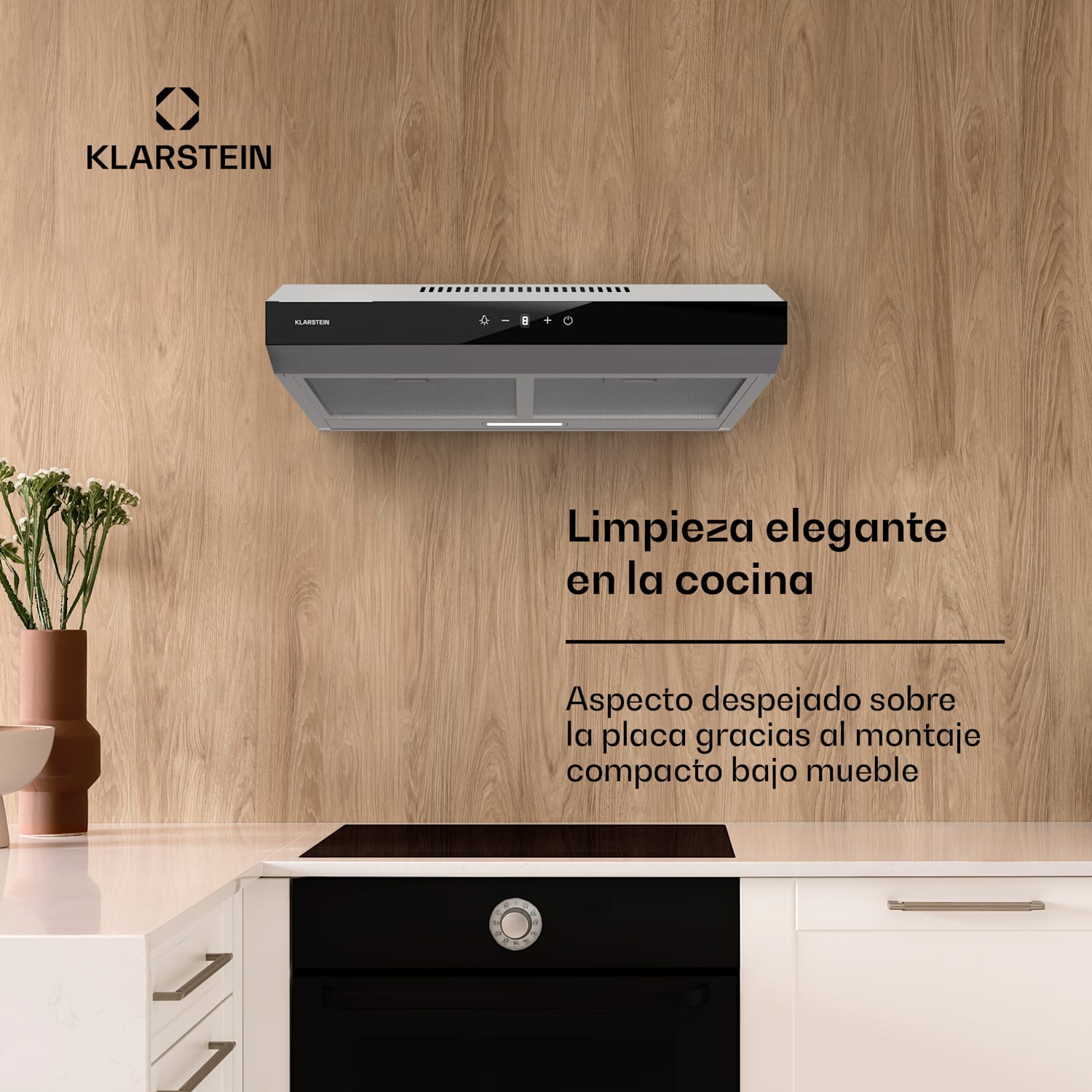 Contempo Neo Campana extractora de techo Extracción/recirculación de aire Potencia de extracción de 175 m³/h Control táctil SenseControl Frontal de acero inoxidable/cristal acrílico 