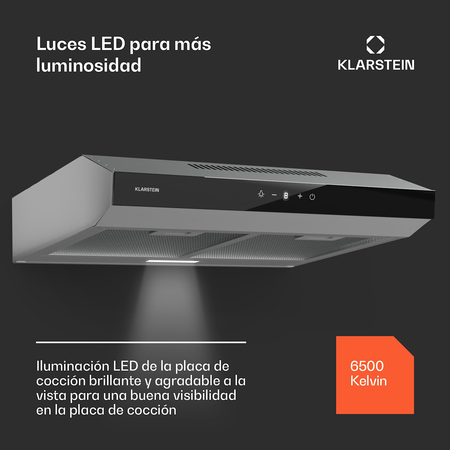 Contempo Neo Campana extractora de techo Extracción/recirculación de aire Potencia de extracción de 175 m³/h Control táctil SenseControl Frontal de acero inoxidable/cristal acrílico 
