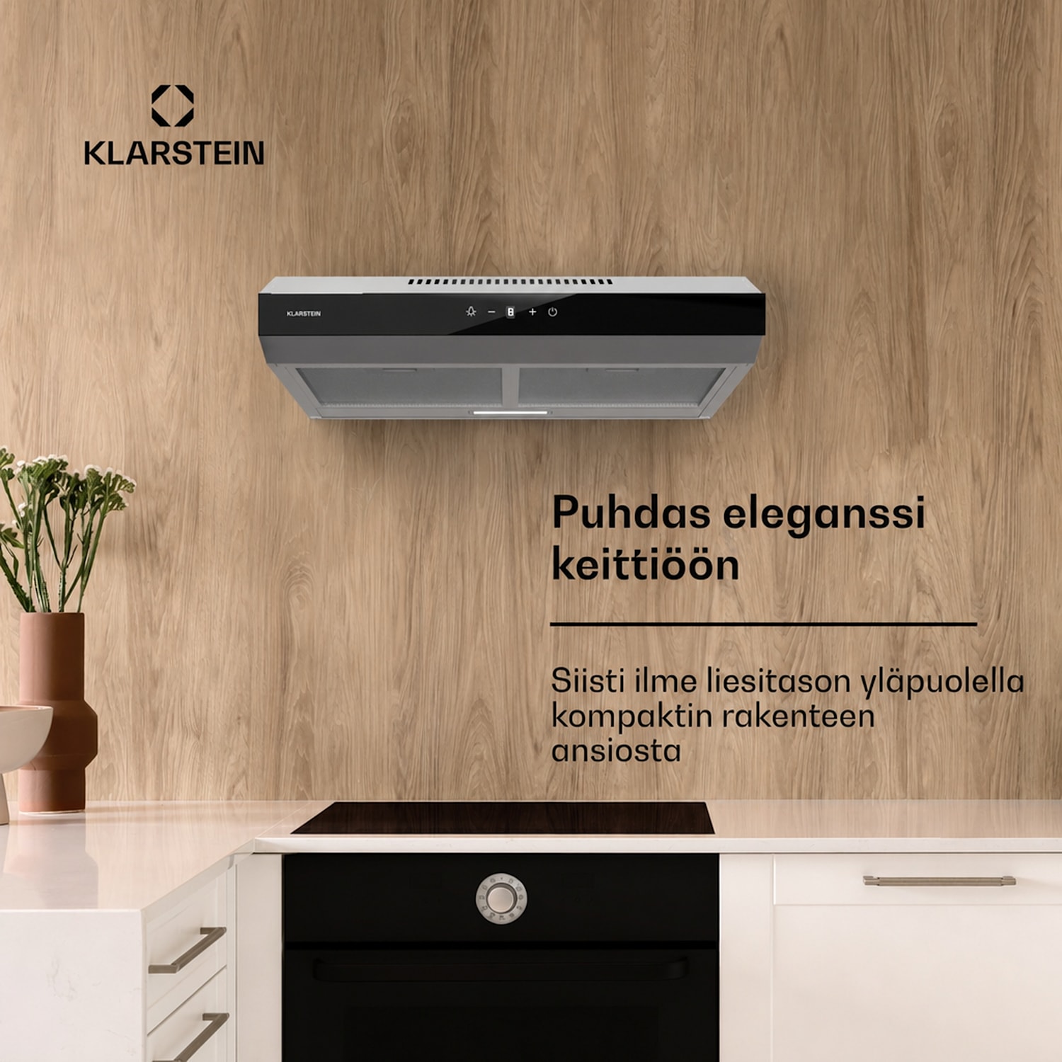 Contempo Neo liesituuletin yläkaapin alle poistoilma/kiertoilma 199 m³/h ilmanpoistoteho SenseControl integroitu kosketusohjaus ruostumaton teräs / pleksilasinen etusivu 60 cm | Harmaa