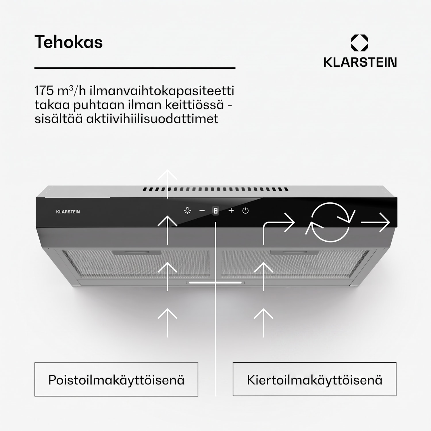 Contempo Neo liesituuletin yläkaapin alle poistoilma/kiertoilma 199 m³/h ilmanpoistoteho SenseControl integroitu kosketusohjaus ruostumaton teräs / pleksilasinen etusivu 60 cm | Harmaa