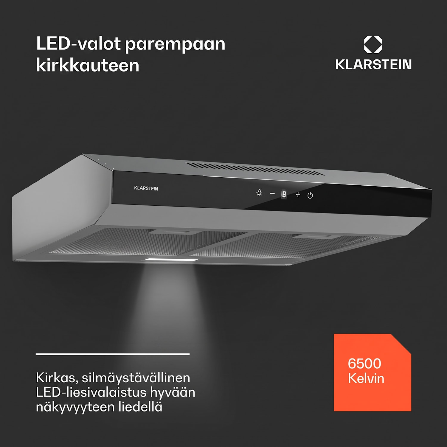 Contempo Neo liesituuletin yläkaapin alle poistoilma/kiertoilma 199 m³/h ilmanpoistoteho SenseControl integroitu kosketusohjaus ruostumaton teräs / pleksilasinen etusivu 60 cm | Harmaa