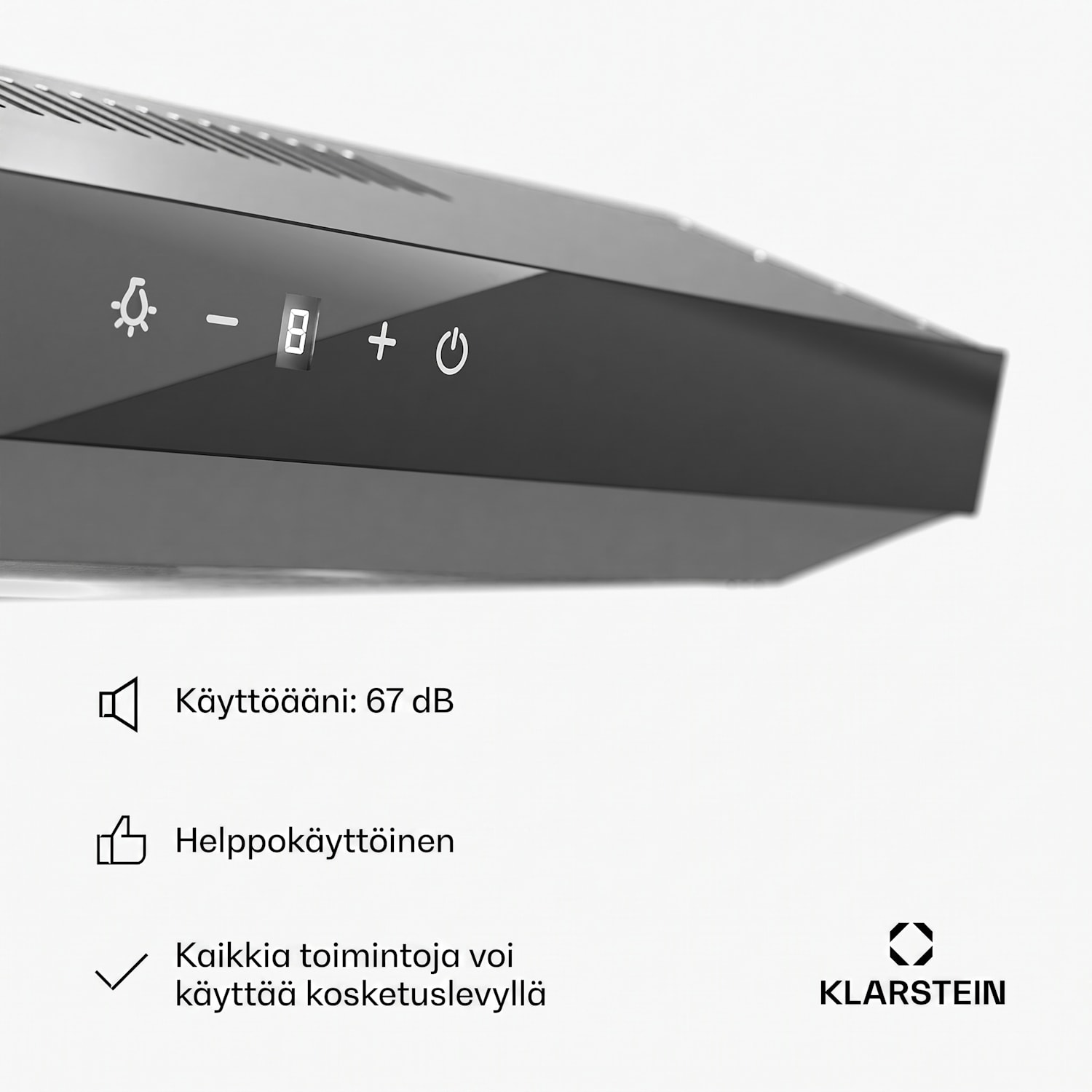 Contempo Neo liesituuletin yläkaapin alle poistoilma/kiertoilma 199 m³/h ilmanpoistoteho SenseControl integroitu kosketusohjaus ruostumaton teräs / pleksilasinen etusivu 60 cm | Harmaa