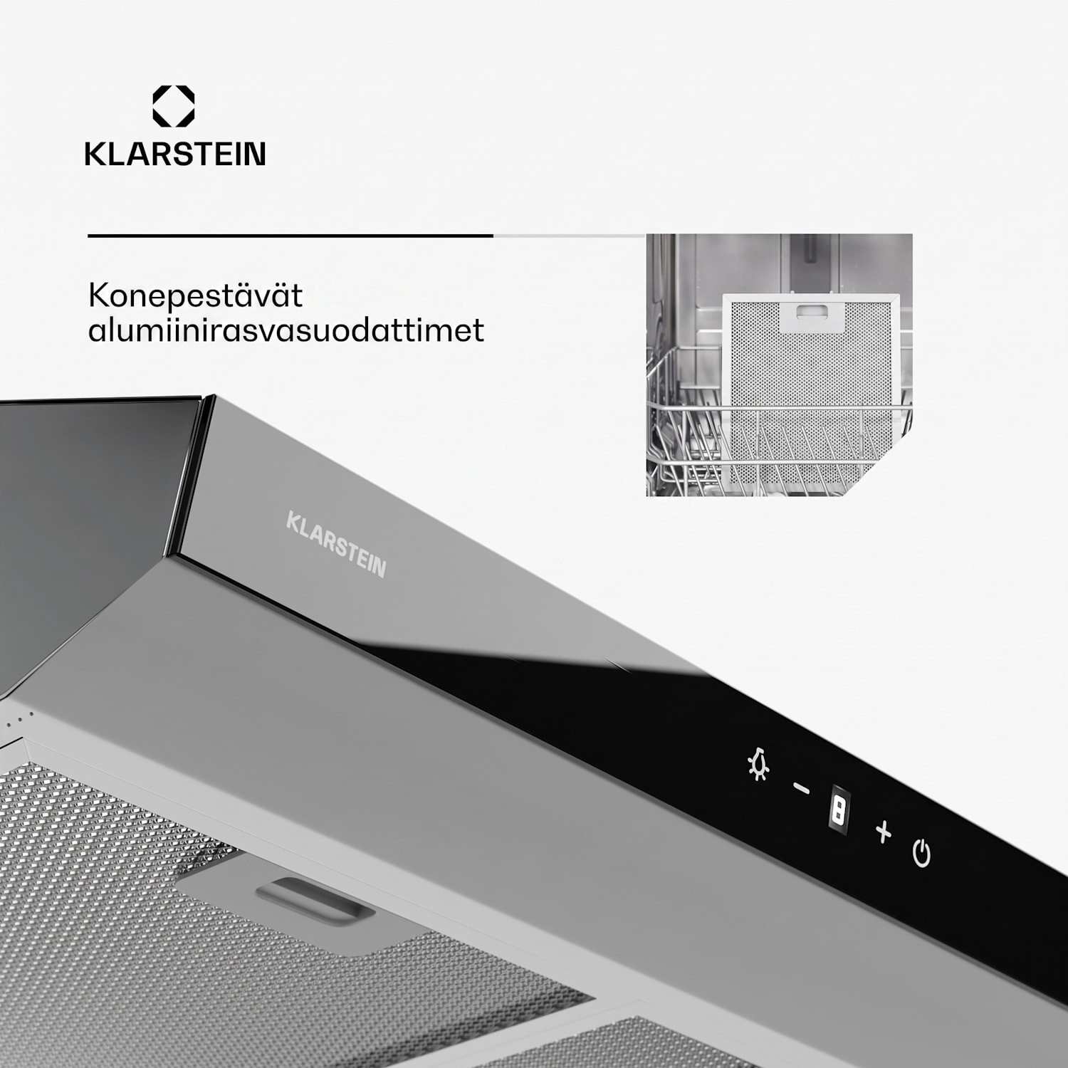 Contempo Neo liesituuletin yläkaapin alle poistoilma/kiertoilma 199 m³/h ilmanpoistoteho SenseControl integroitu kosketusohjaus ruostumaton teräs / pleksilasinen etusivu 60 cm | Harmaa