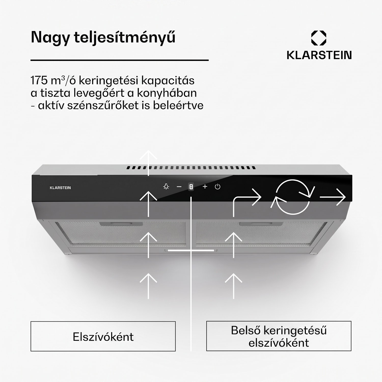 Contempo Neo, páraelszívó, szekrény alatti, keringtetés, 175 m³/ó, SenseControl, integrált érintésvezérlés 
