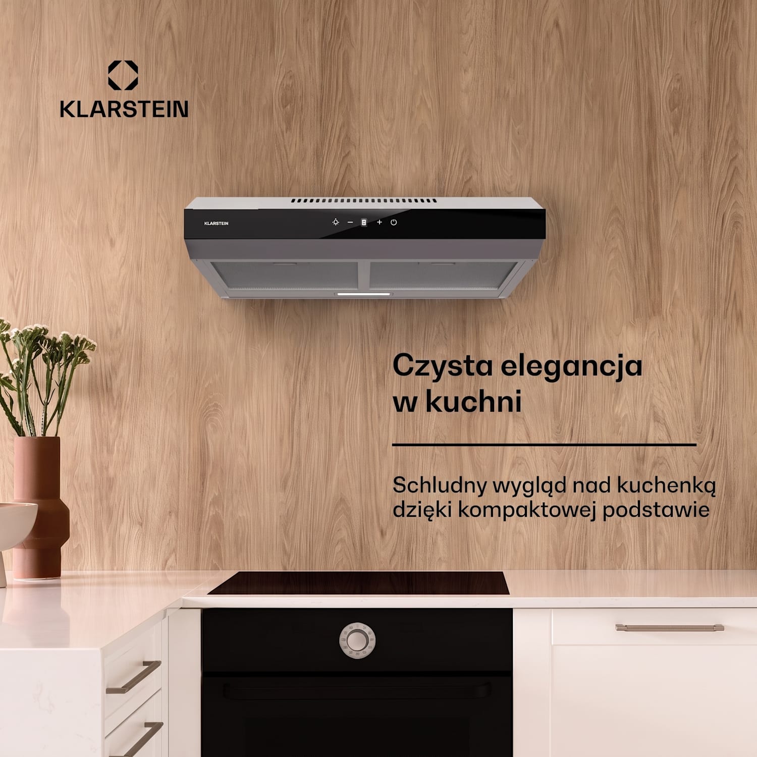 Contempo Neo, wyciąg podszafkowy do trybu powietrza odlotowego/recyrkulacji, wydajność wyciągu powietrza 175 m³/h, zintegrowane sterowanie dotykowe SenseControl 