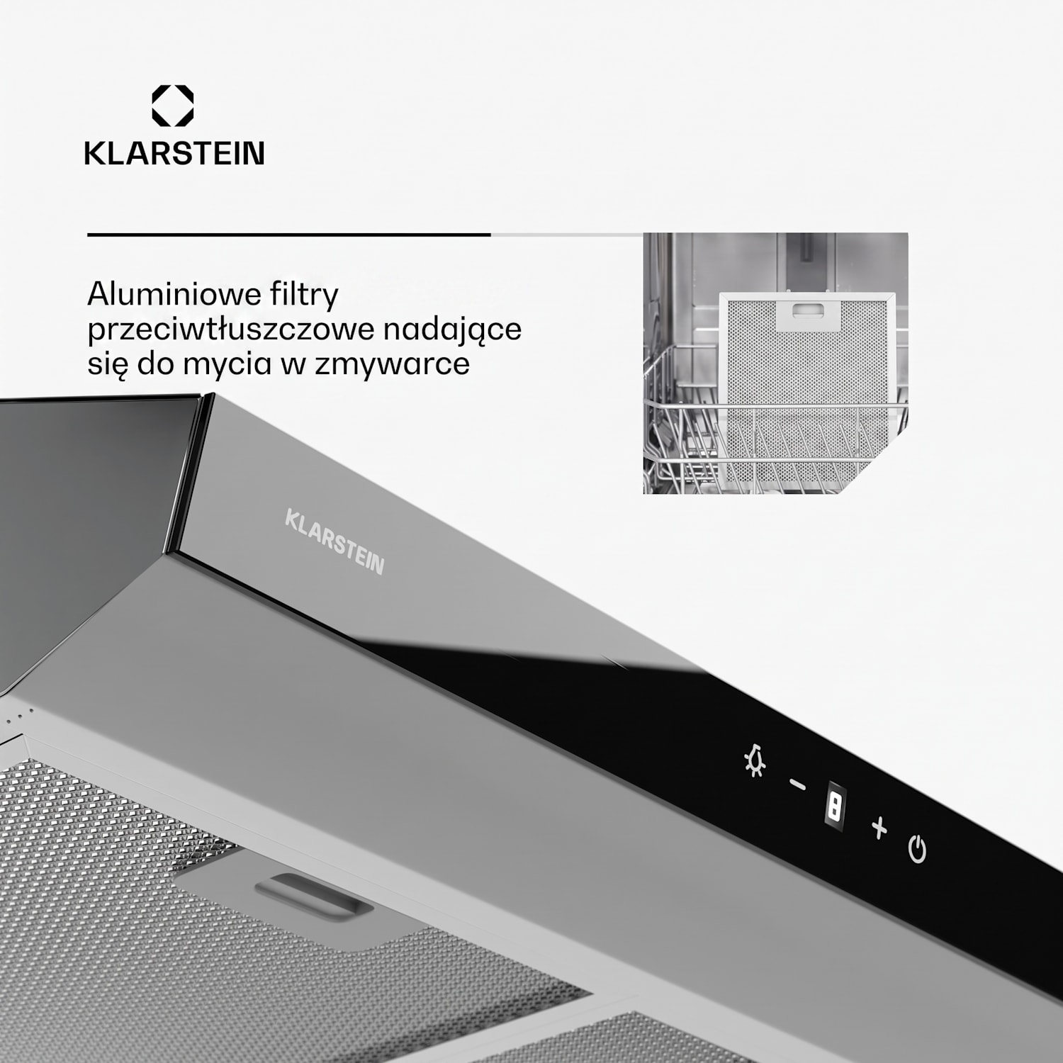 Contempo Neo, wyciąg podszafkowy do trybu powietrza odlotowego/recyrkulacji, wydajność wyciągu powietrza 175 m³/h, zintegrowane sterowanie dotykowe SenseControl 