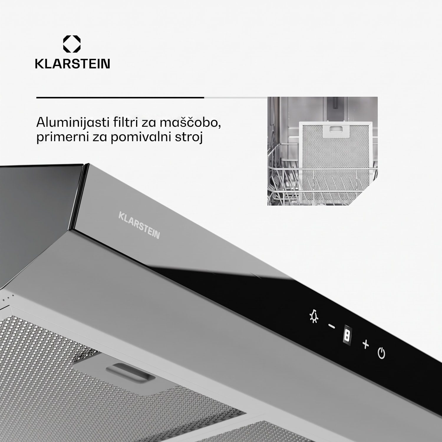 Contempo Neo, napa za namestitev pod kuhinjsko omarico, recirkulacija, 199 m³/h, SenseControl, integrirano upravljanje na dotik 