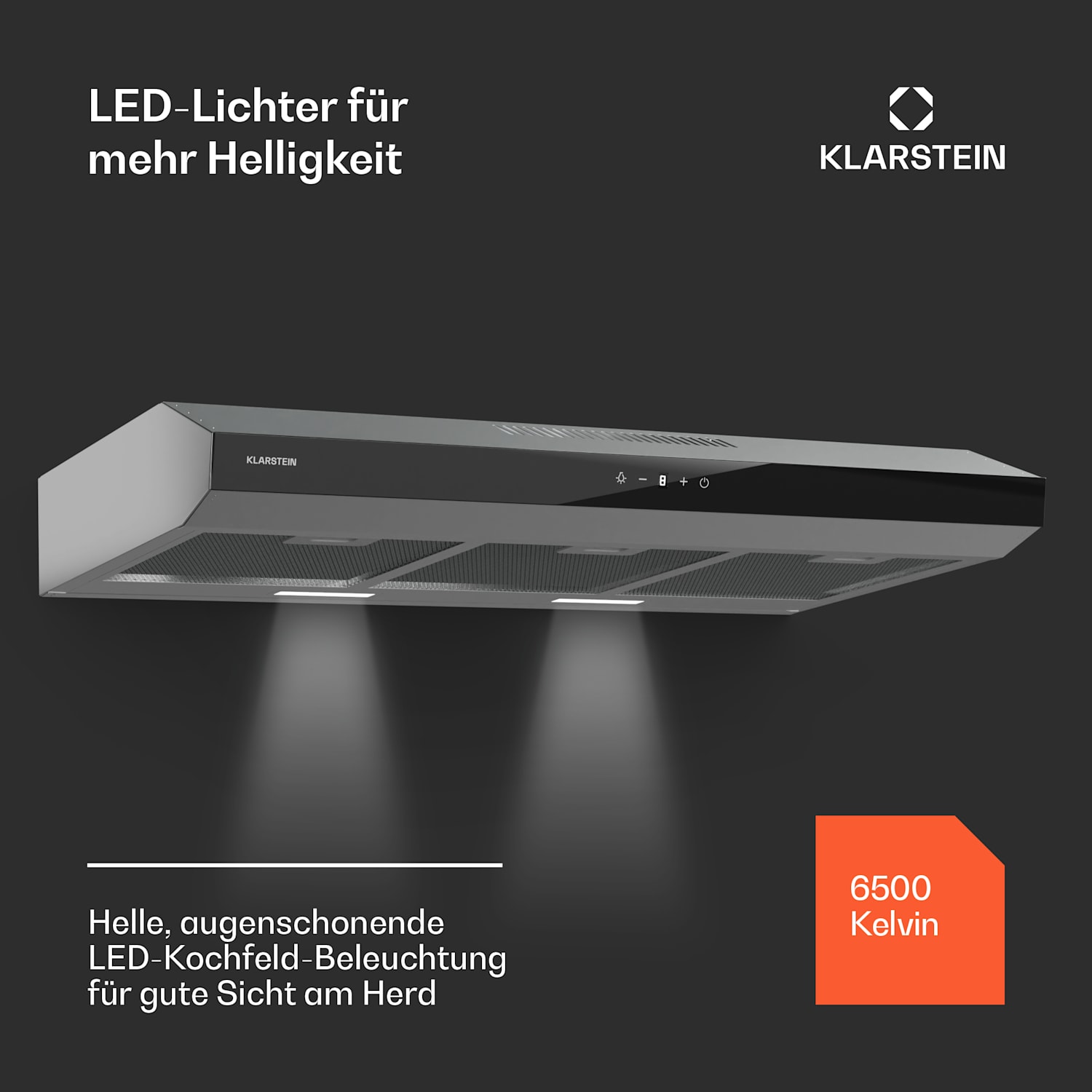 Contempo Neo Unterbauhaube Abluft/Umluft 175 m³/h Abluftleistung SenseControl integrierte Touch-Steuerung Edelstahl / Acrylglasfront 