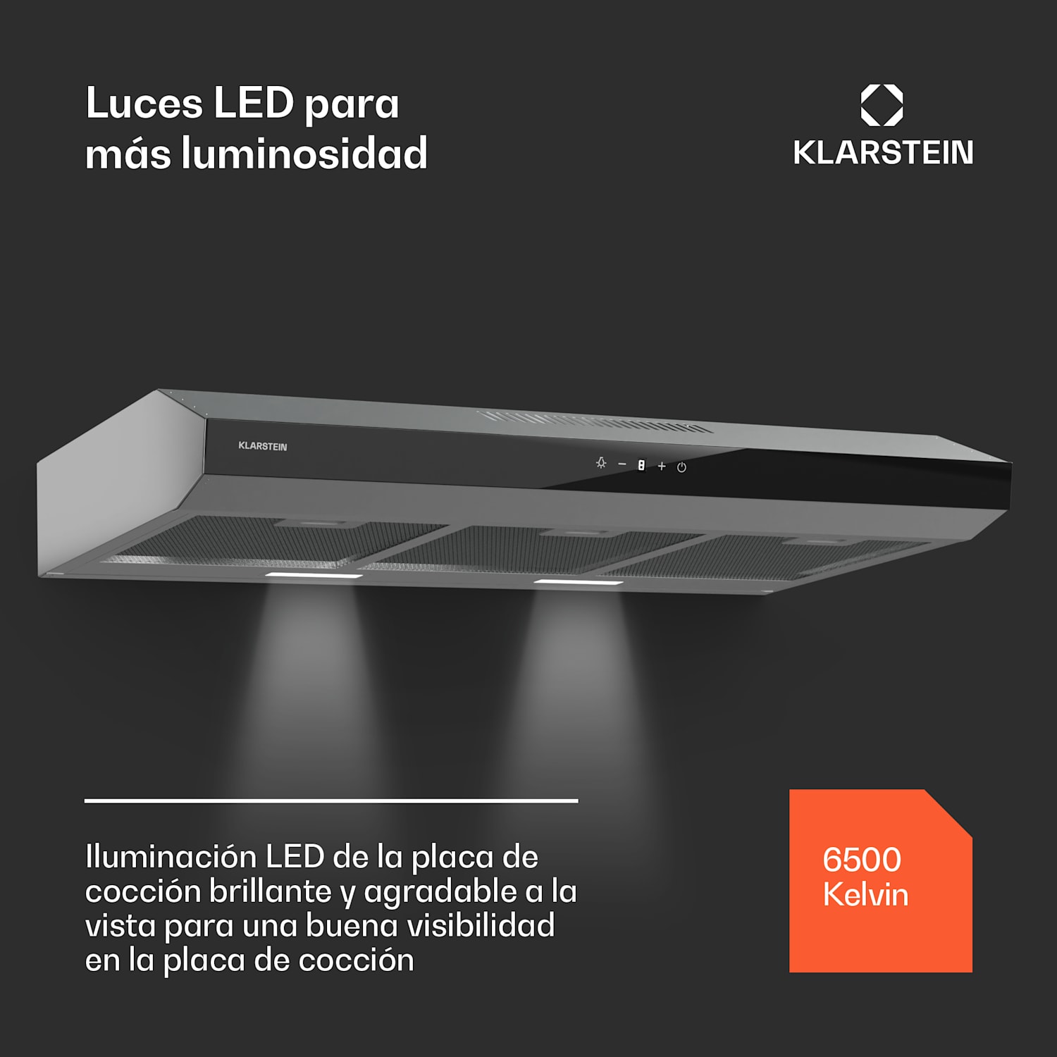 Contempo Neo Campana extractora de techo Extracción/recirculación de aire Potencia de extracción de 175 m³/h SenseControl Control táctil Frontal de acero inoxidable/cristal acrílico