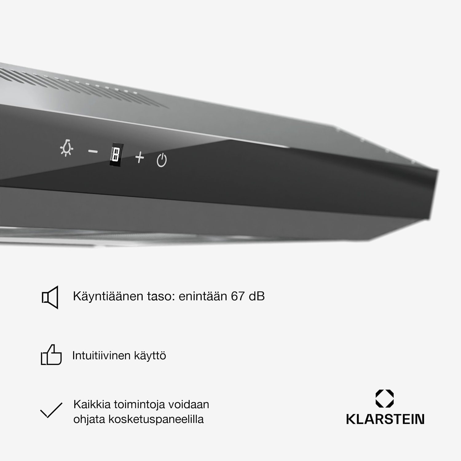 Contempo Neo liesituuletin yläkaapin alle poistoilma/kiertoilma 192 m³/h ilmanpoistoteho SenseControl integroitu kosketusohjaus ruostumaton teräs / pleksilasinen etusivu 90 cm | Ruostumaton Teräs