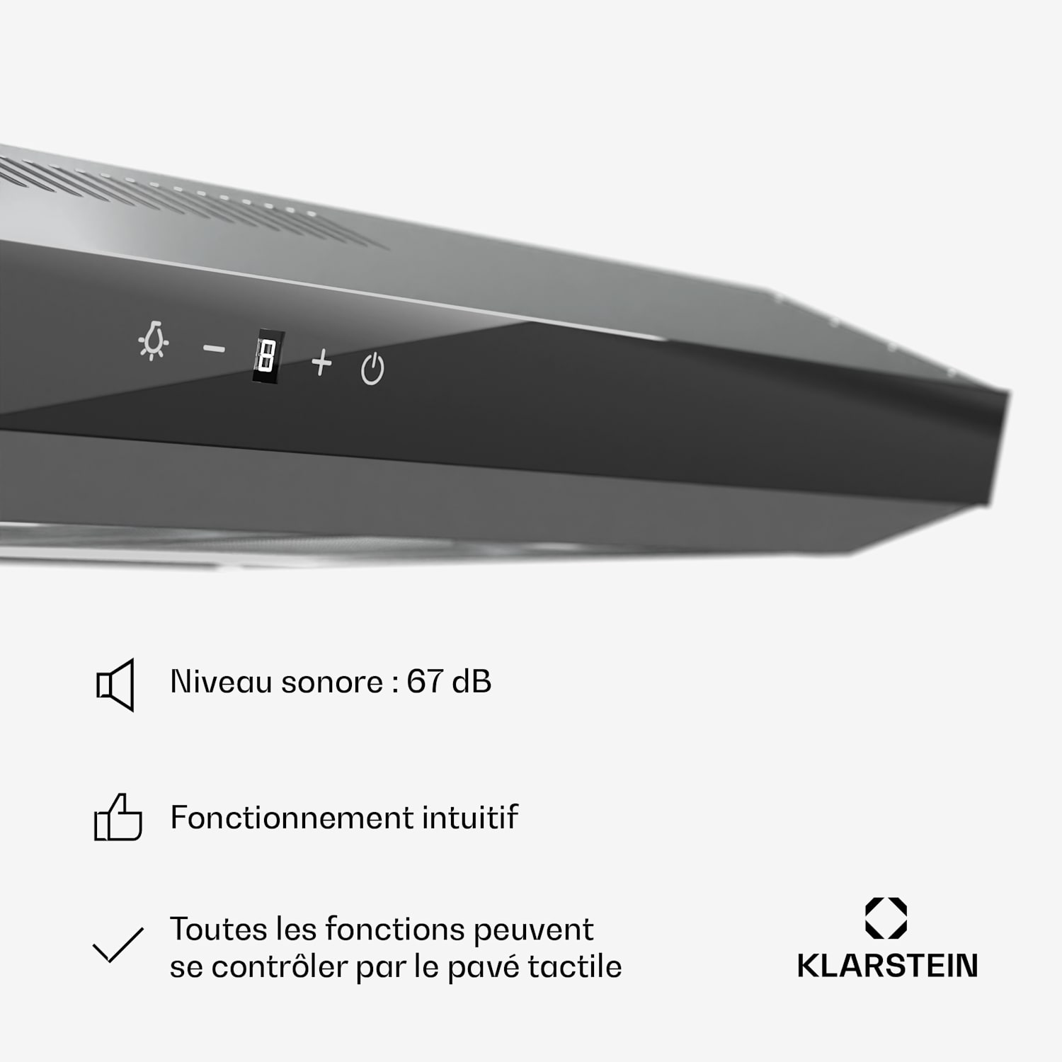 Contempo Neo onderbouwkap afzuig/circulatie 175 m³/h vermogen SenseControl ingebouwde touch bediening rvs/ glazen front van acryl 