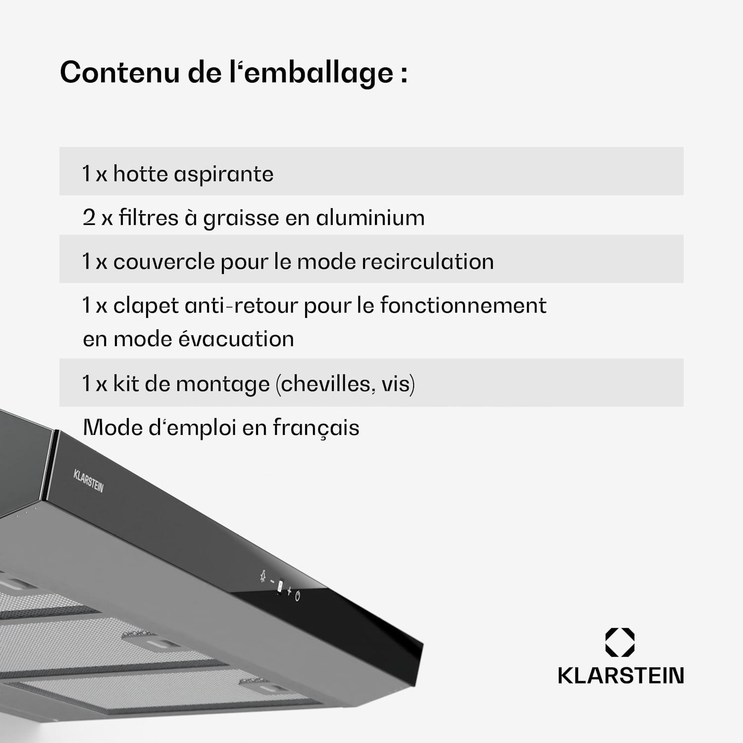 Contempo Neo onderbouwkap afzuig/circulatie 175 m³/h vermogen SenseControl ingebouwde touch bediening rvs/ glazen front van acryl 