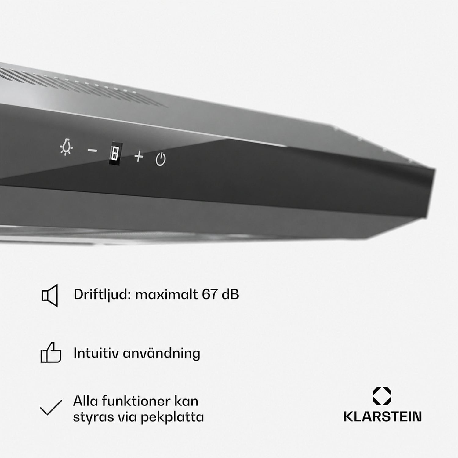Contempo Neo integrerad köksfläkt, utblåsning/cirkulation, 192 m³/h utblåsningskapacitet, SenseControl, inbyggd pekskärmsstyrning, front i rostfritt stål och akrylglas 90 cm | Silver