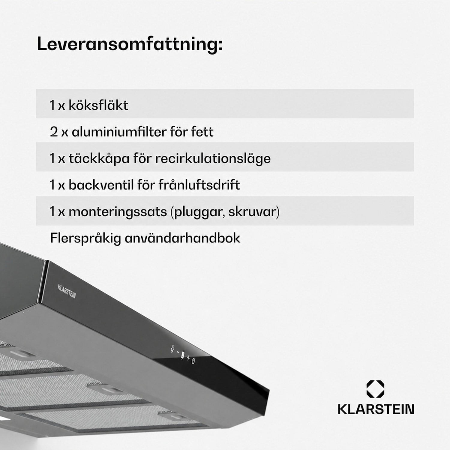 Contempo Neo integrerad köksfläkt, utblåsning/cirkulation, 192 m³/h utblåsningskapacitet, SenseControl, inbyggd pekskärmsstyrning, front i rostfritt stål och akrylglas 90 cm | Silver