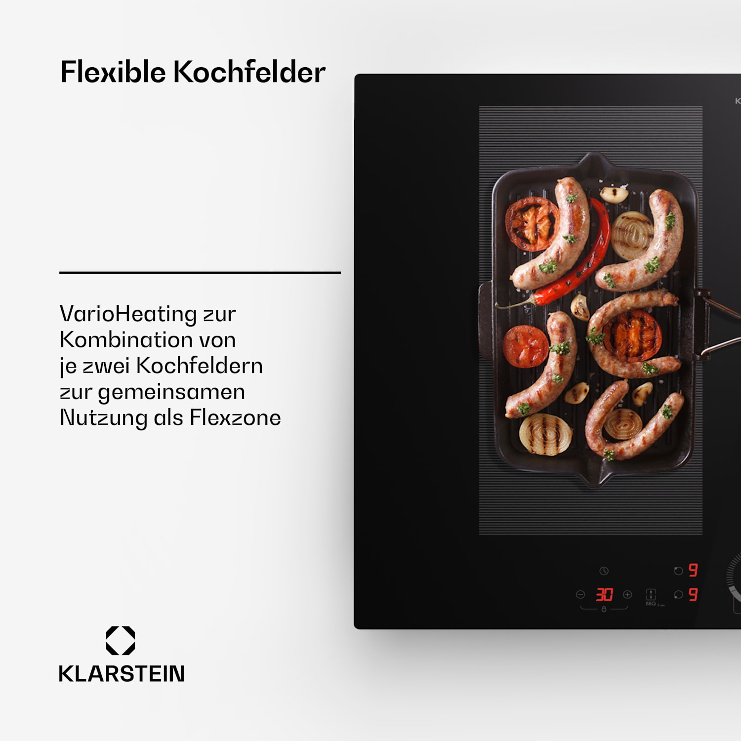 Delicatessa 70 Flex Einbaukochfeld Induktion 4 Zonen 7000W Glaskeramik 