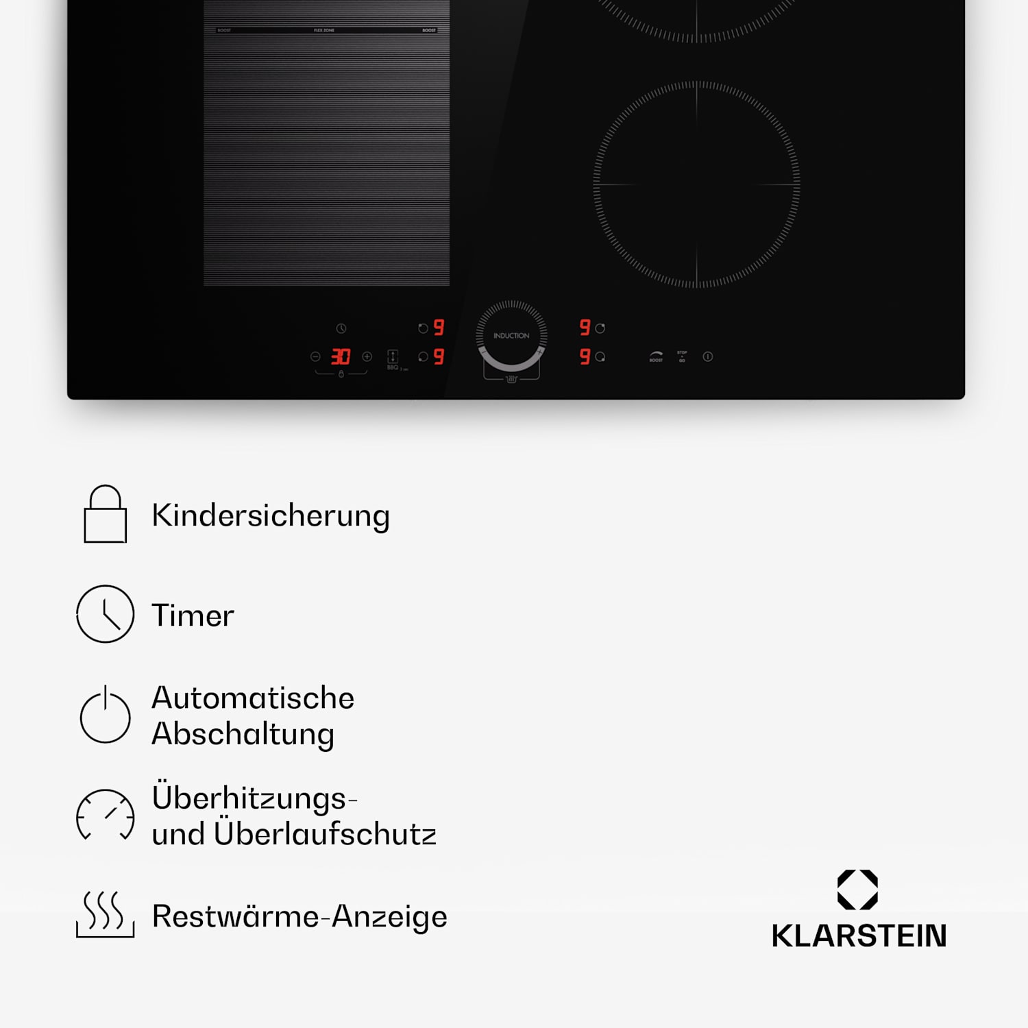 Delicatessa 70 Hybrid Einbaukochfeld Induktion 4 Zonen 7000W Glaskeramik 