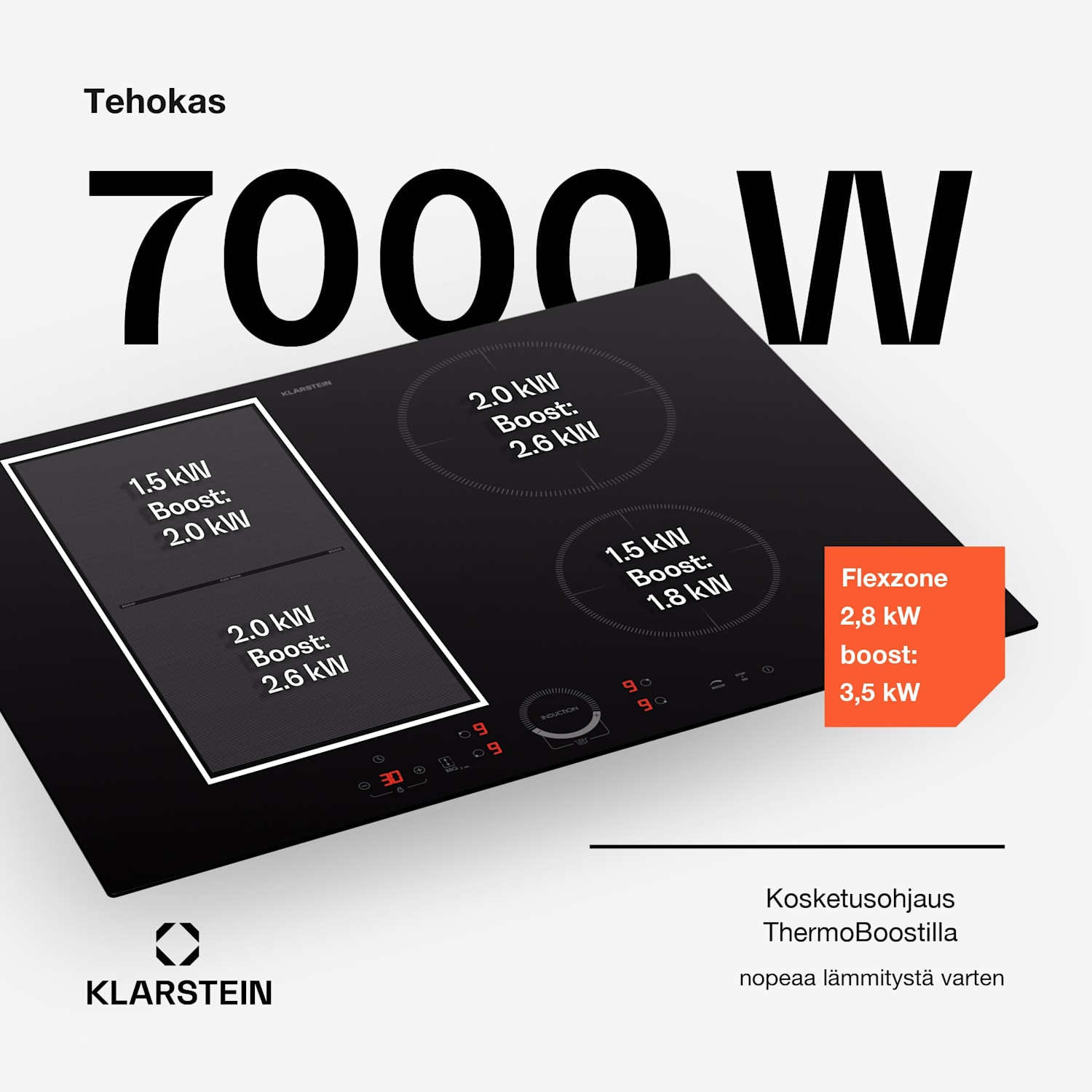 Delicatessa 70 Hybrid integroitava liesi induktio 4 aluetta 7000 W keraaminen 70 cm | 1 Joustoalue | Musta