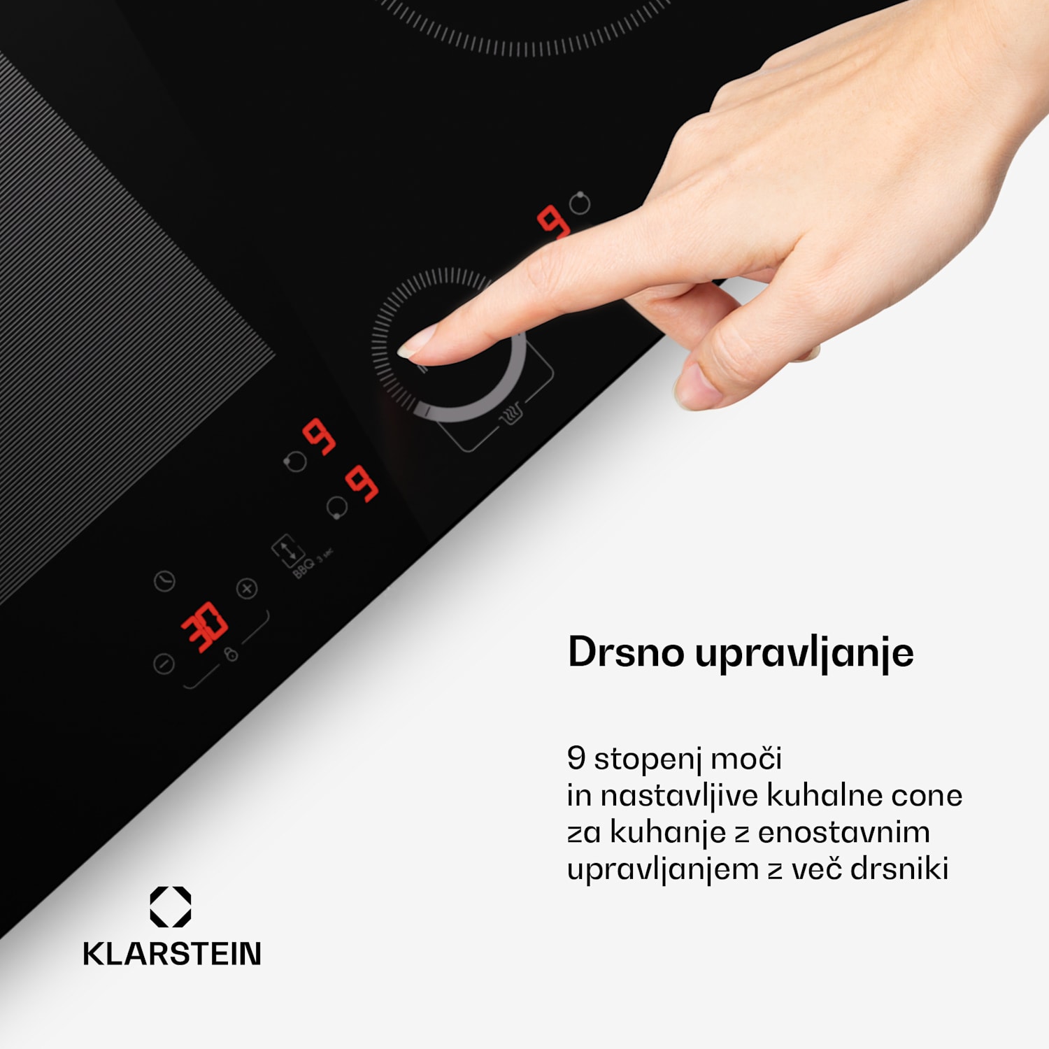 Delicatessa 70 Hybrid, vgradna indukcijska plošča, 4 cone, 7000 W, steklokeramika Hybrid | 70 cm | Črna