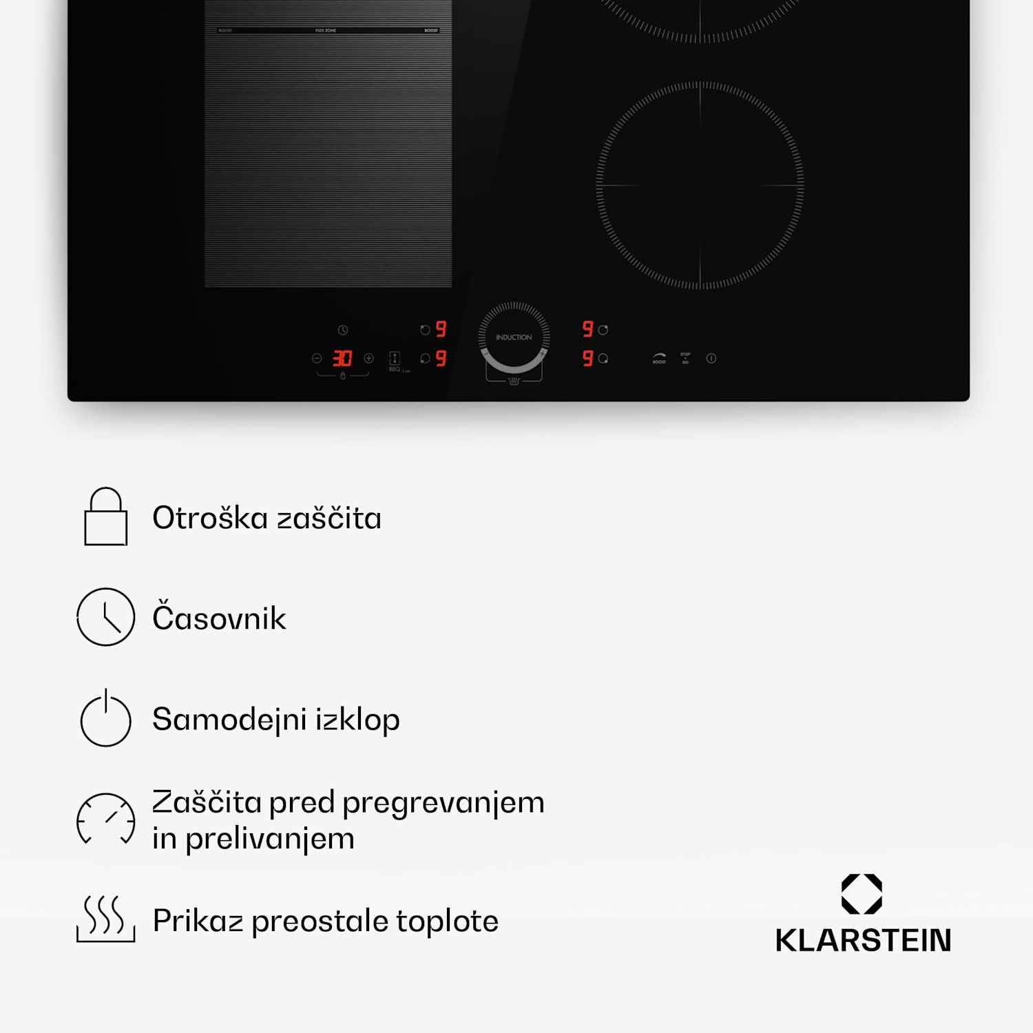 Delicatessa 70 Hybrid, vgradna indukcijska plošča, 4 cone, 7000 W, steklokeramika Hybrid | 70 cm | Črna