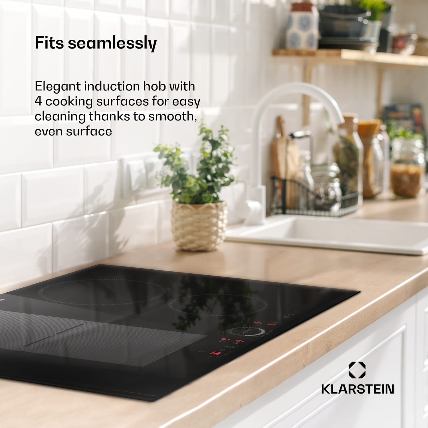 Placa de indução de encastrar Delicatessa 70 Hybrid 4 discos 7000 W vitrocerâmica Hybrid | 70 cm | Preto