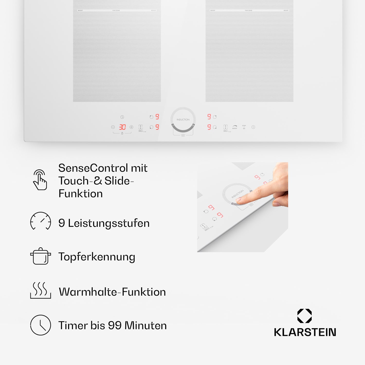 Delicatessa 70 Flex Einbaukochfeld Induktion 4 Zonen 7000W Glaskeramik 