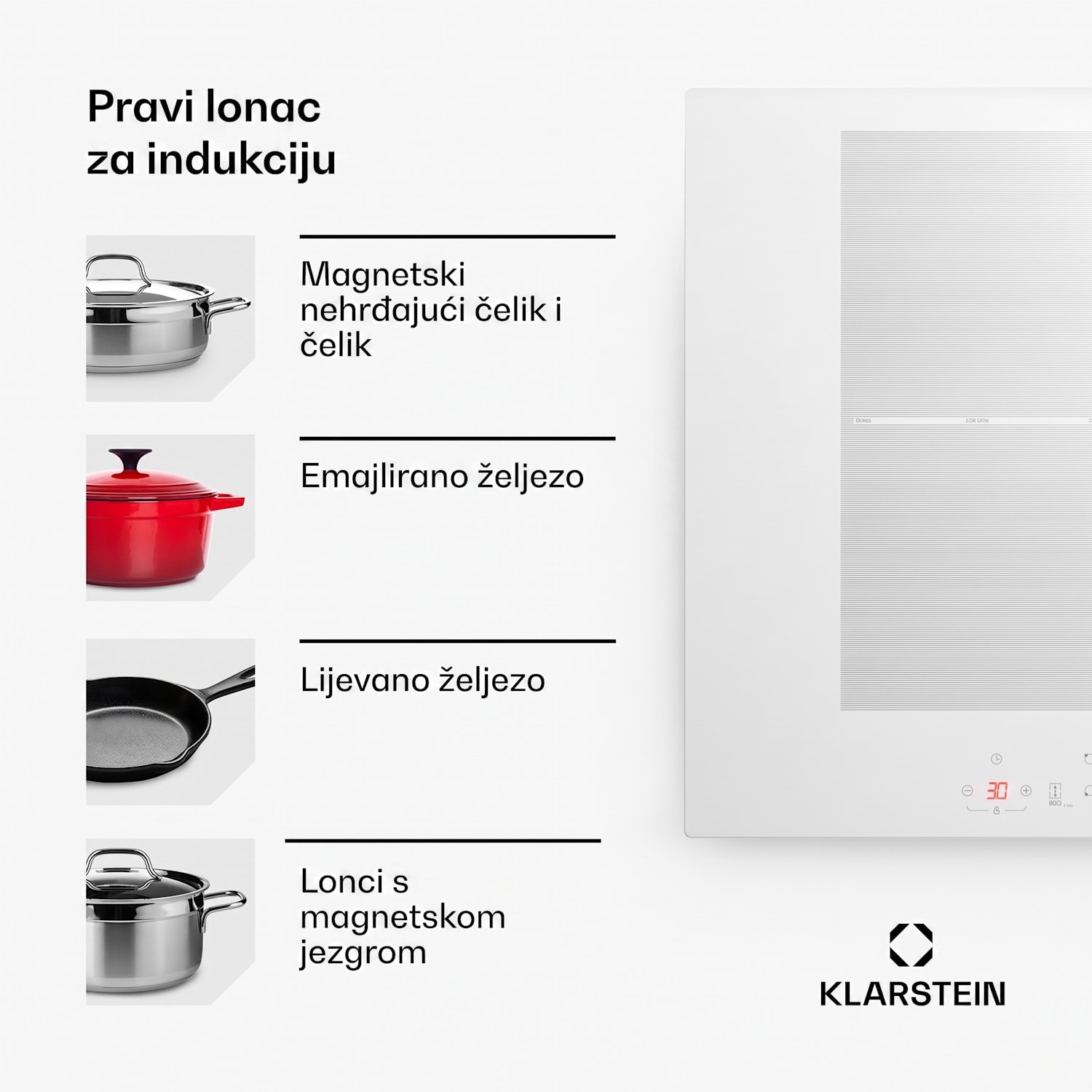 Magnichef 4 Flex, ugradbena indukcijska ploča, 4 zone, 7000W, staklokeramika Flex | 70 cm | Bijela